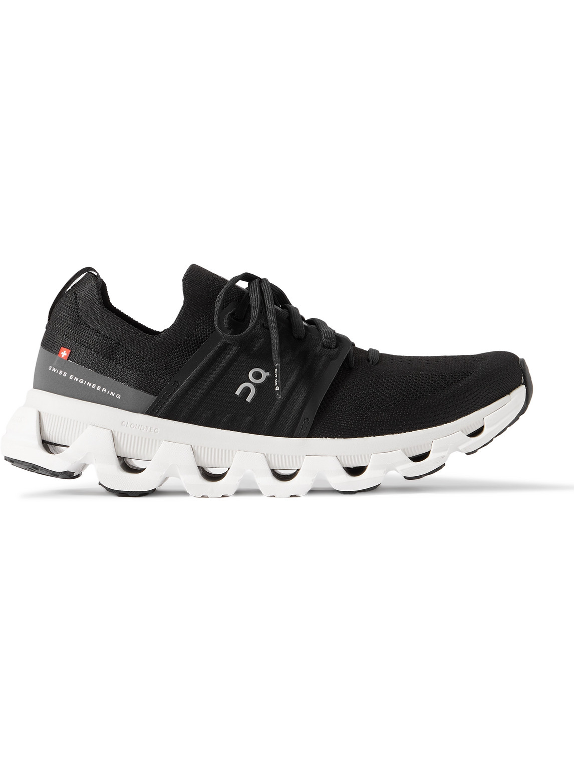 On Cloudswift 3 Rubber-trimmed Stretch-knit Running Sneakers In Black