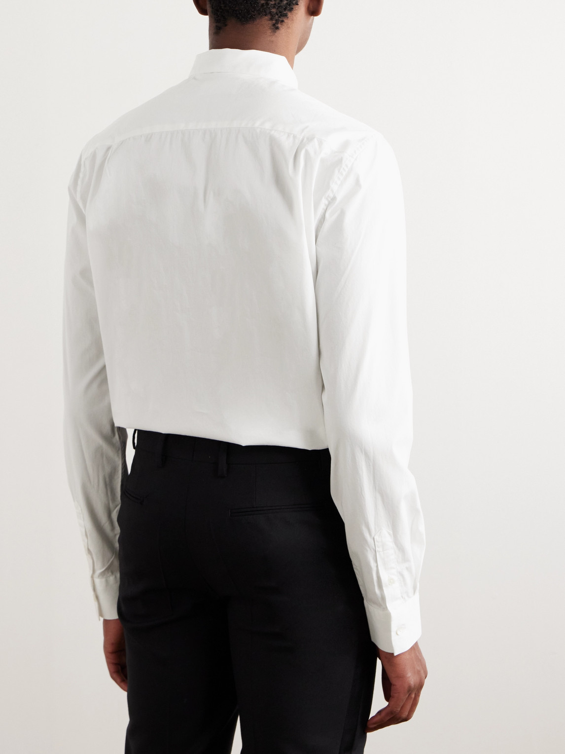 Shop Mr P Cutaway-collar Embroidered Cotton-poplin Tuxedo Shirt In White