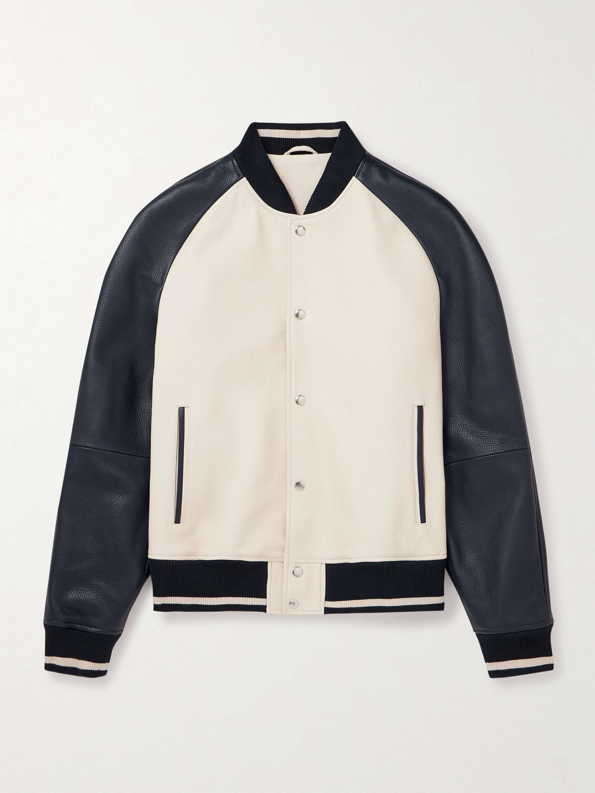 MR P. Full-Grain Leather Varsity Jacket for Men | MR PORTER