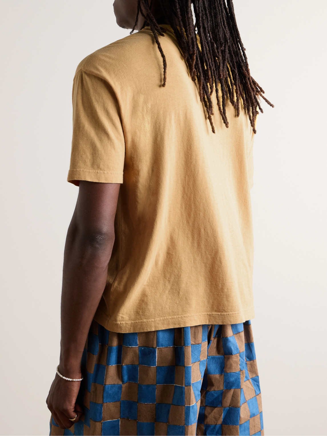 Shop Visvim Jumbo Garment-dyed Cotton-blend Jersey T-shirt In Yellow