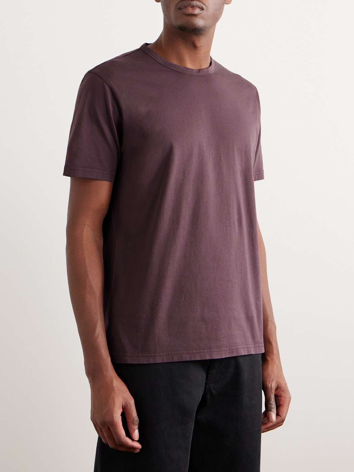 Shop Mr P Garment-dyed Organic Cotton-jersey T-shirt In Purple