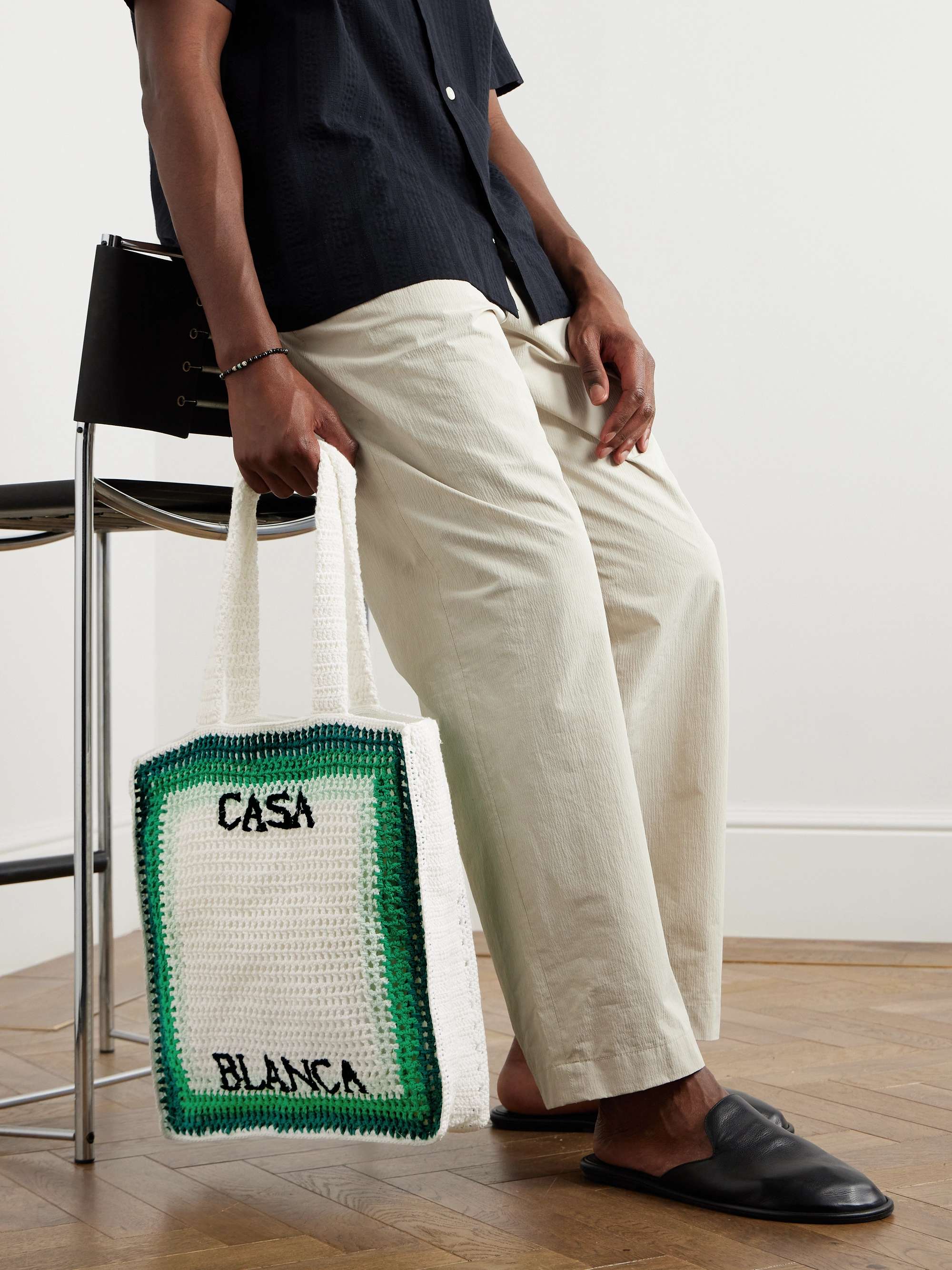 CASABLANCA Embellished Embroidered Striped Crocheted Cotton Tote Bag for  Men | MR PORTER