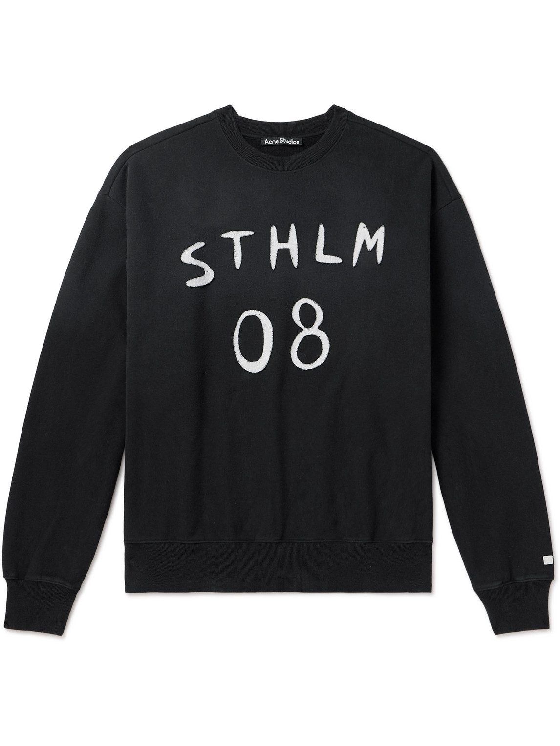Acne Studios Embroidered Cotton Jersey Sweatshirt In Grey