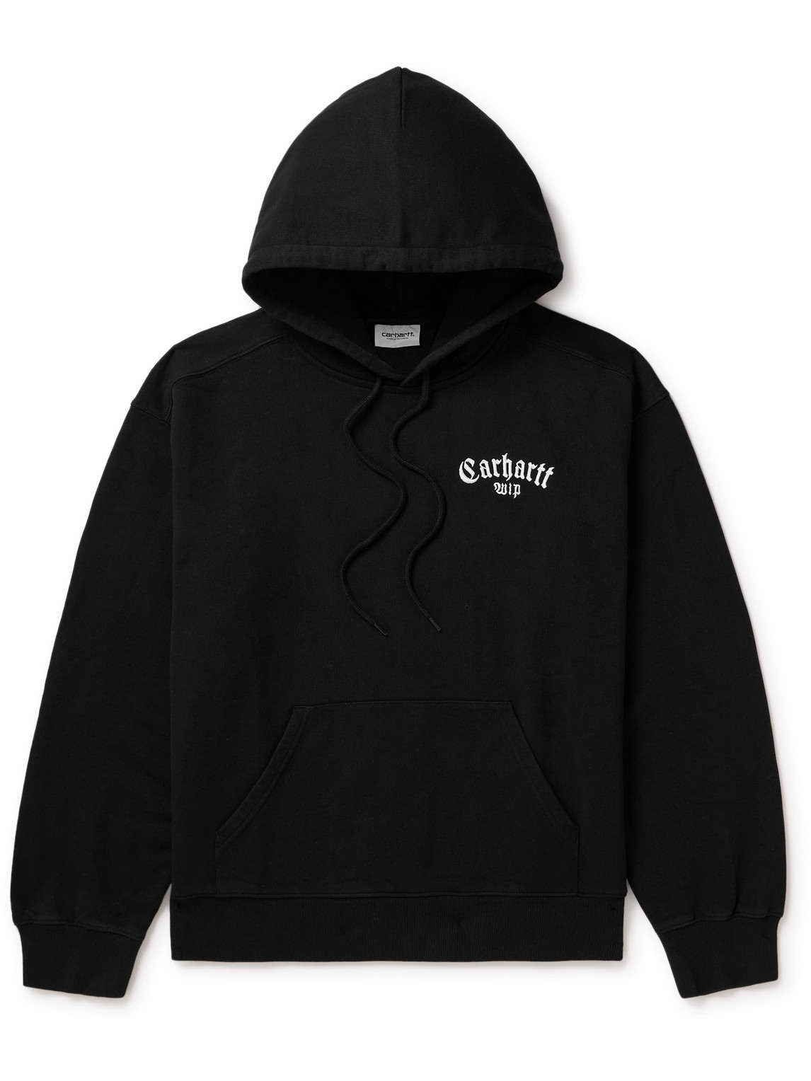 Carhartt Onyx Logo-embroidered Cotton-jersey Hoodie In Black