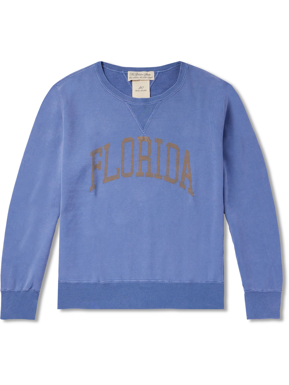 Remi Relief Florida Printed Cotton-jersey Sweatshirt In Blue