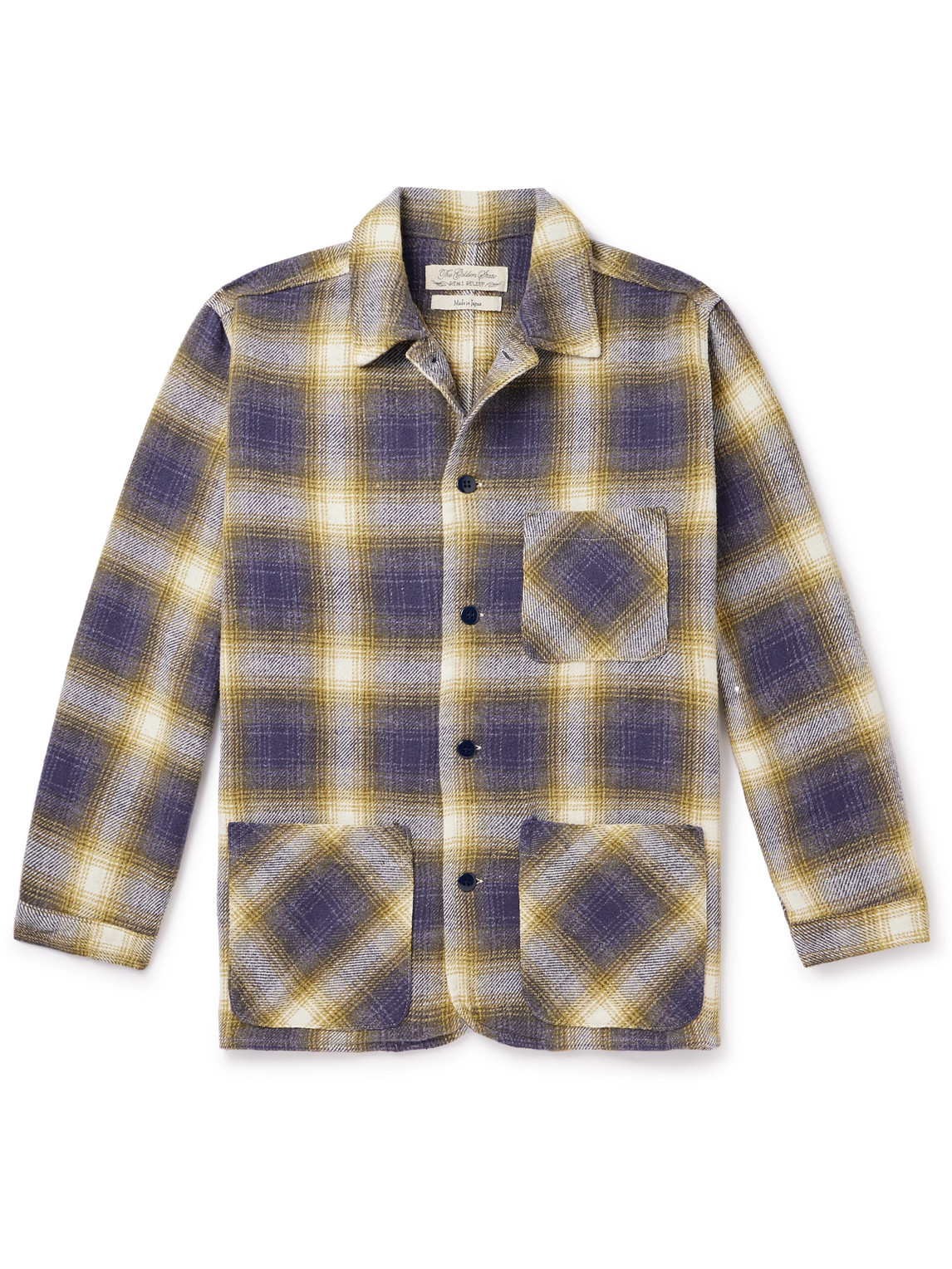 Remi Relief Jazz Nep Checked Cotton-blend Flannel Shirt In Purple