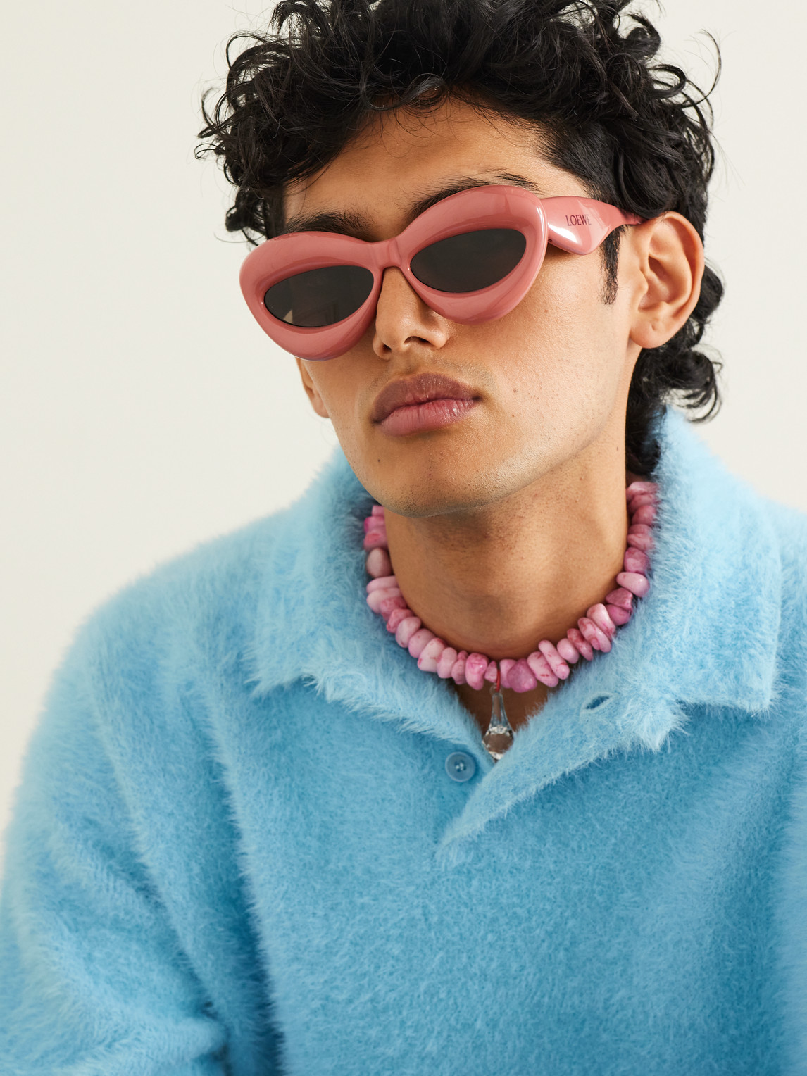 Shop Loewe Inflated Round-frame Acetate Sunglasses In Pink