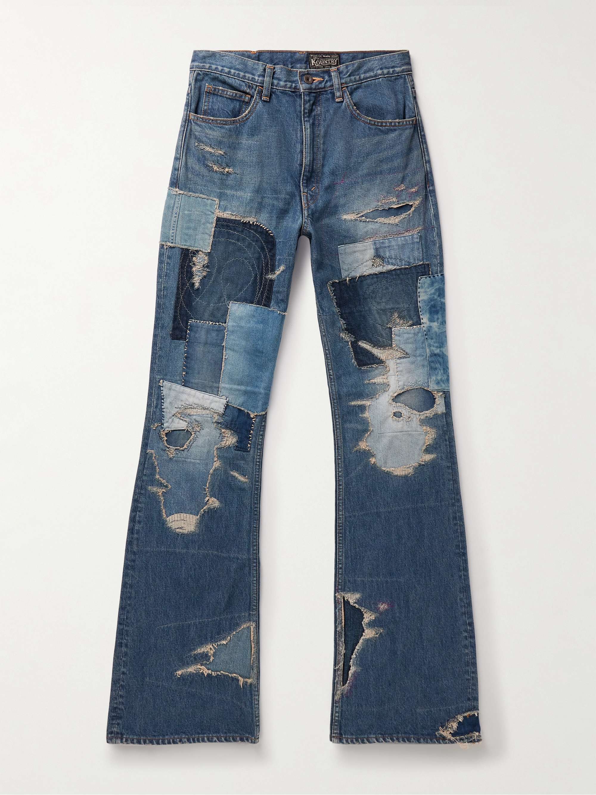 KAPITAL Crazy Dixie Flared Distressed Patchwork Jeans for Men | MR PORTER