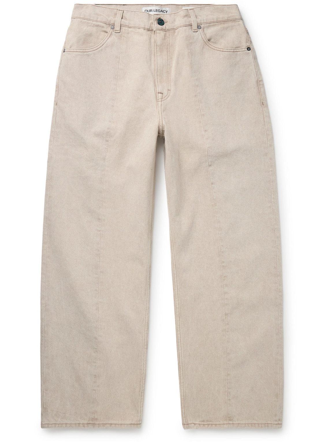 Our Legacy Fatigue Wide-leg Twill-panelled Jeans In Neutrals