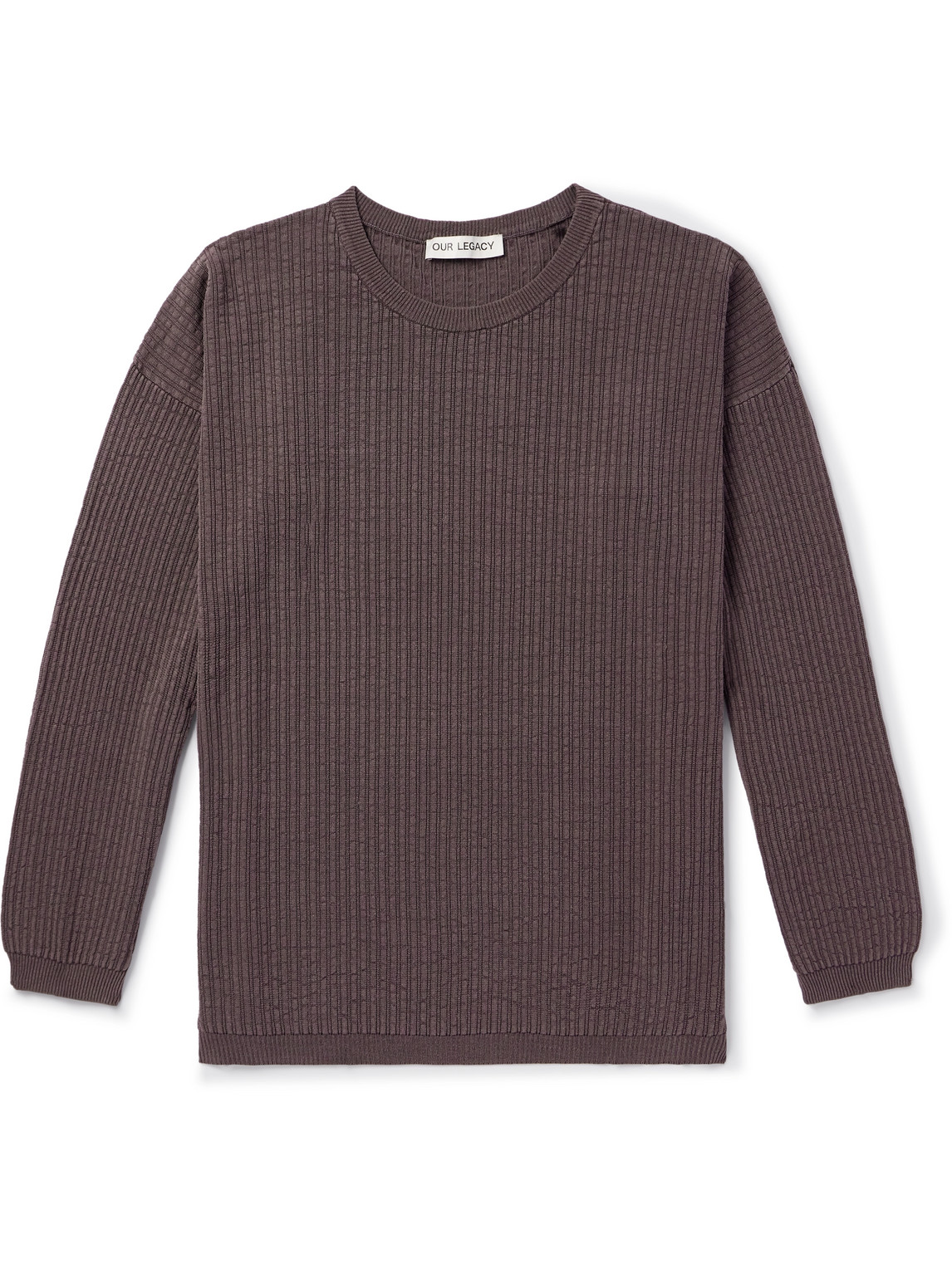 Our Legacy Ribbed Recycled Silk-blend Sweater In Brown