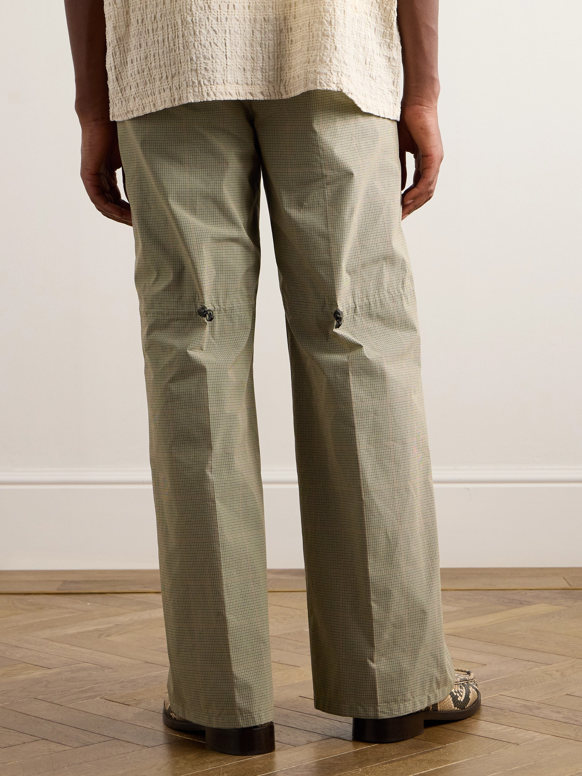 Shop Our Legacy Wander Wide-leg Belted Prince Of Wales Cotton-blend Cordura® Trousers In Neutrals