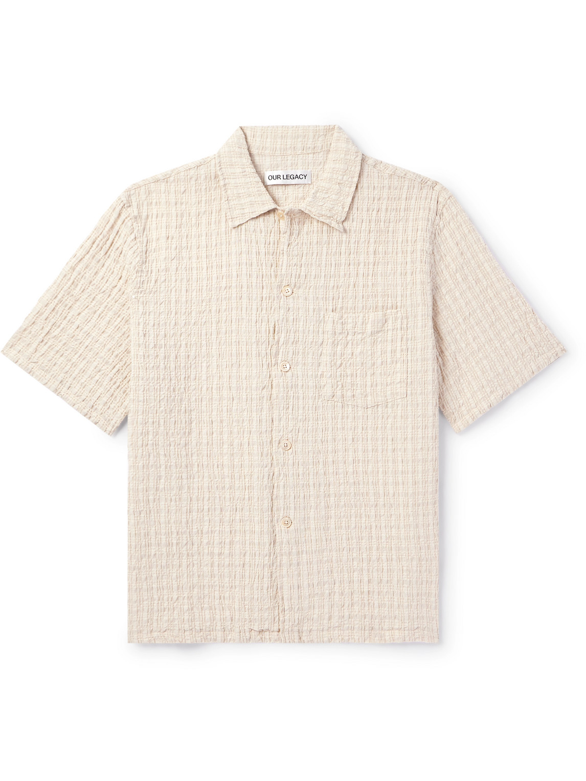 Our Legacy Checked Cotton And Linen-blend Seersucker Shirt In White