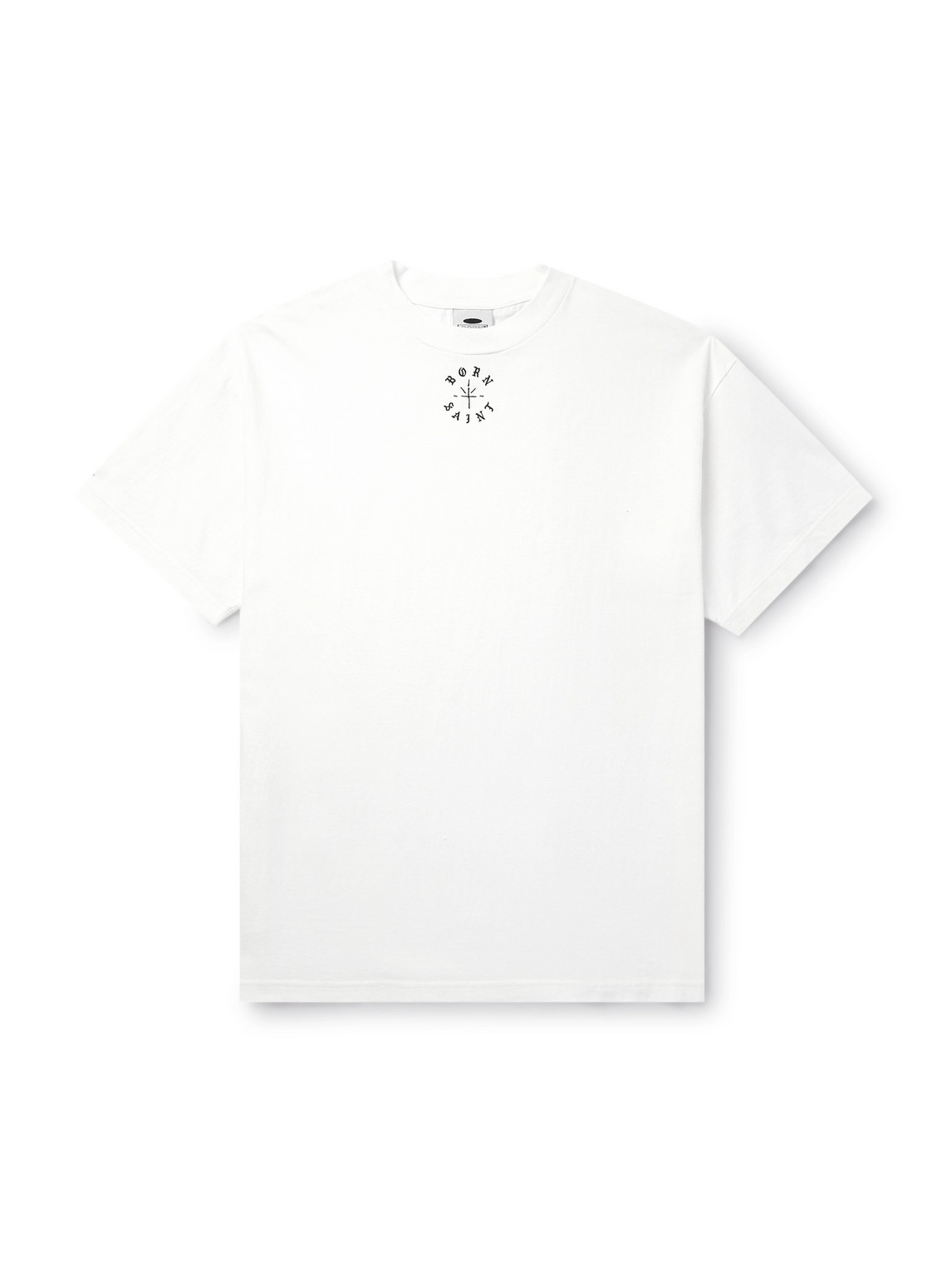 Saint Mxxxxxx Born X Raised Logo-print Embroidered Cotton-jersey T-shirt In White
