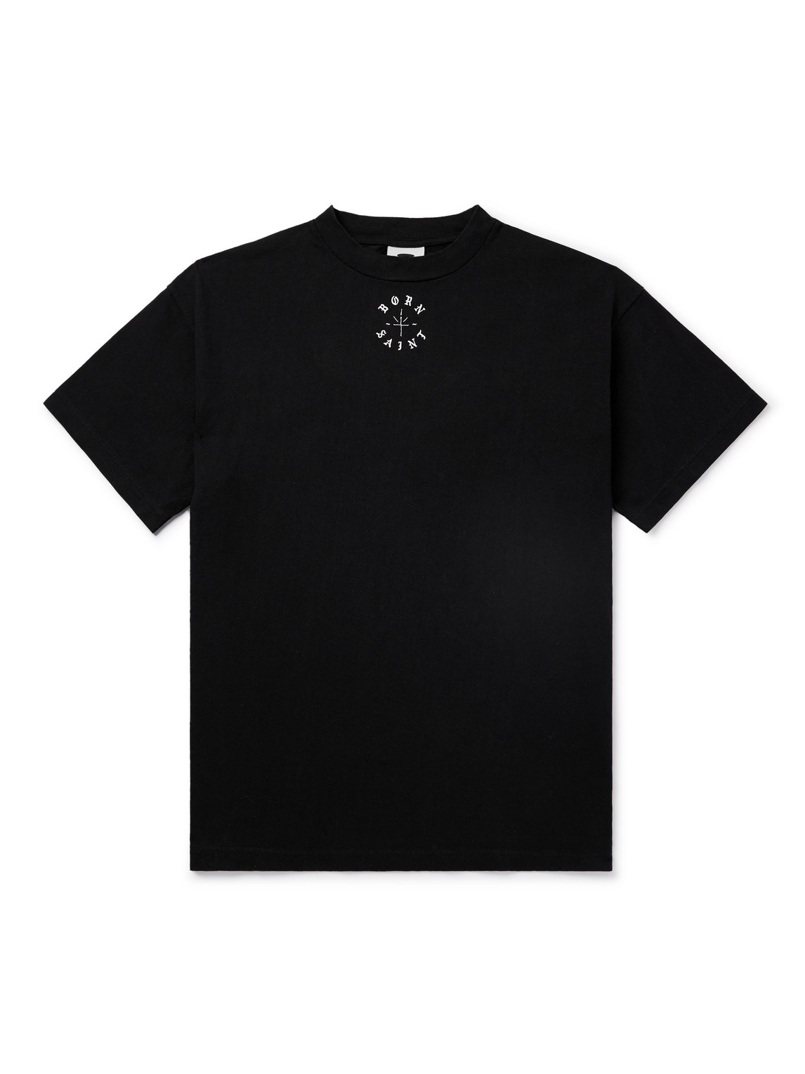 Saint Mxxxxxx Born X Raised Logo-print Embroidered Cotton-jersey T-shirt In Black