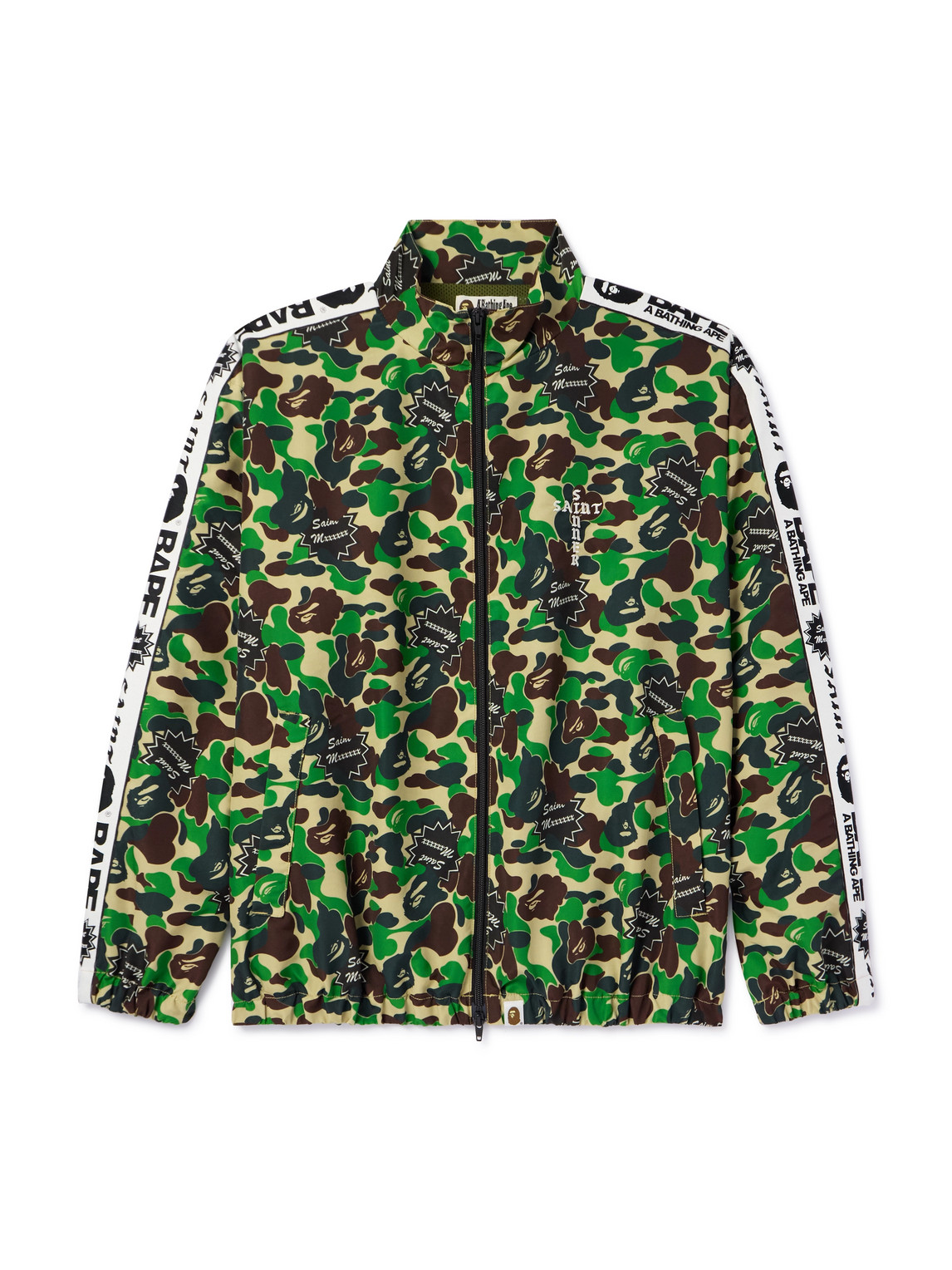 Saint Mxxxxxx Bape® Camouflage-print Twill Zip-up Jacket In Green