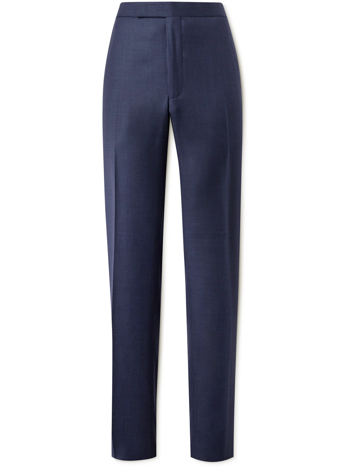Richard James Tapered Sharkskin Wool Suit Trousers In Blue