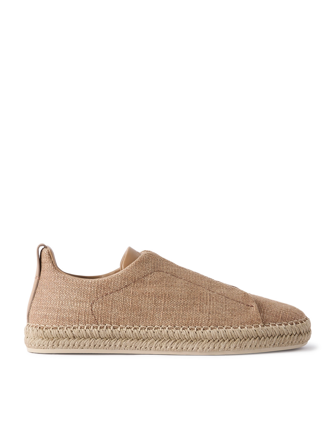 Zegna Triple Stitch™ Leather-trimmed Canvas Slip-on Sneakers In Brown