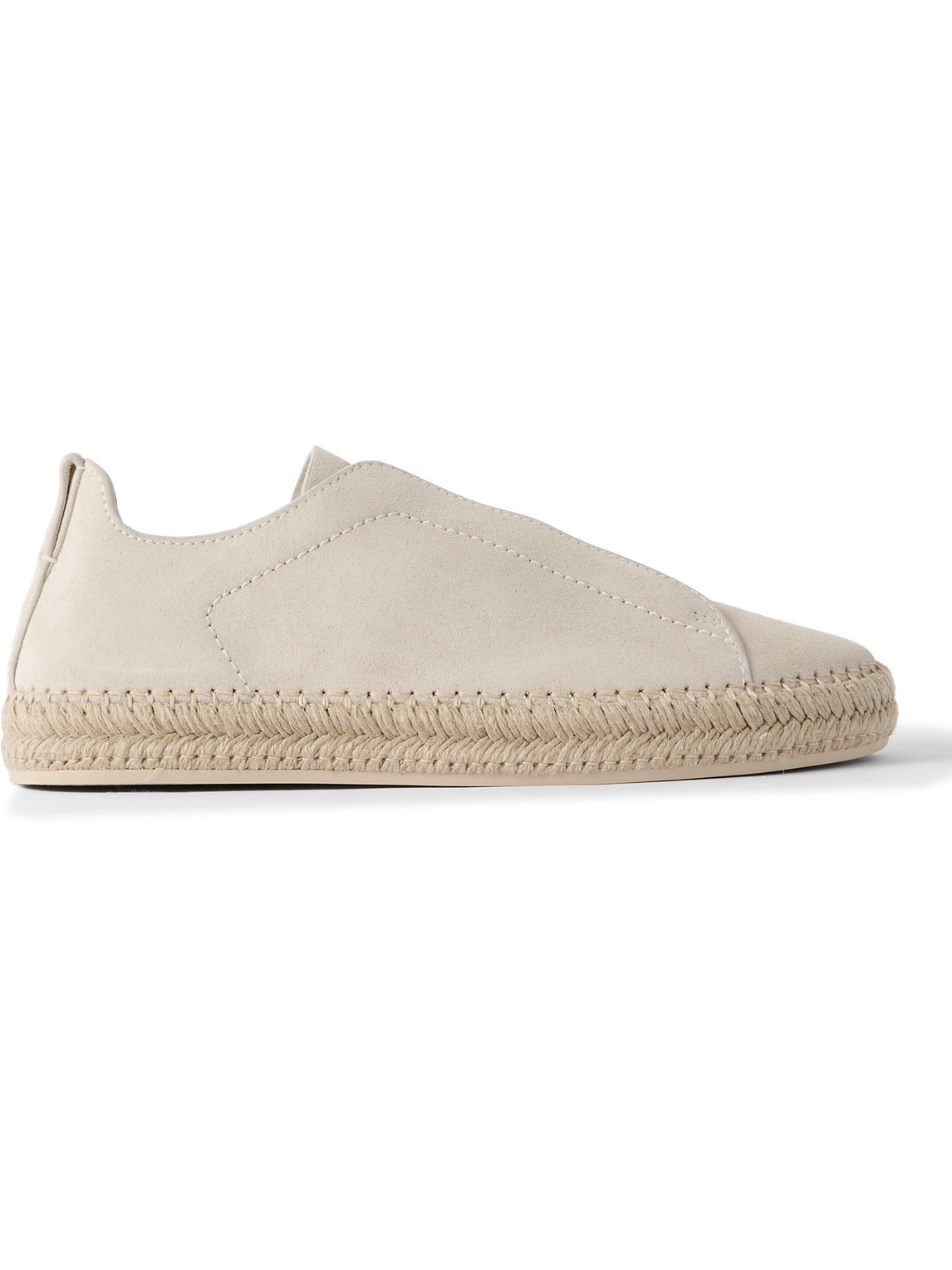 Zegna Triple Stitch™ Leather-trimmed Suede Slip-on Sneakers In Neutrals