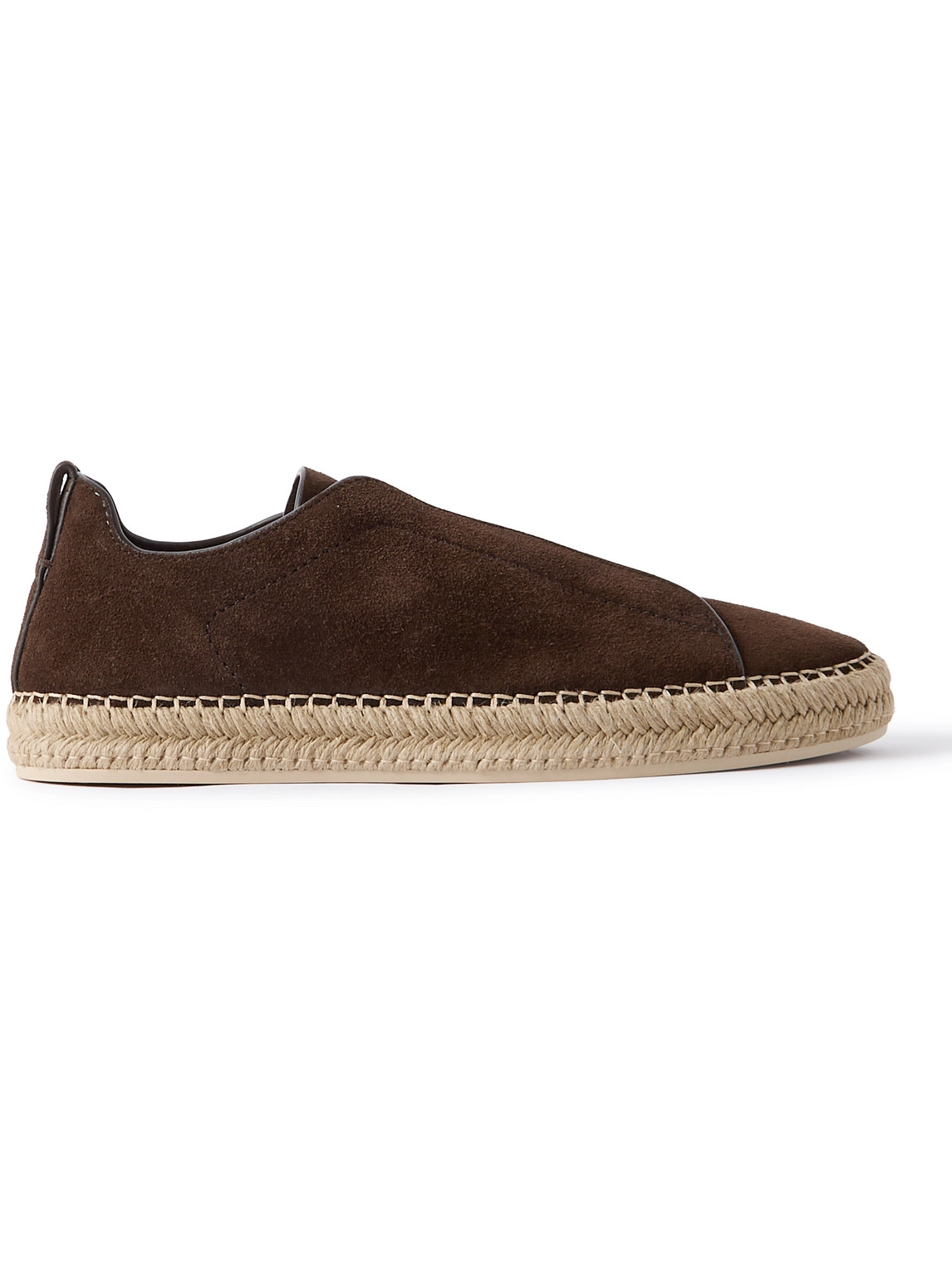 Zegna Triple Stitch™ Leather-trimmed Suede Slip-on Sneakers In Brown