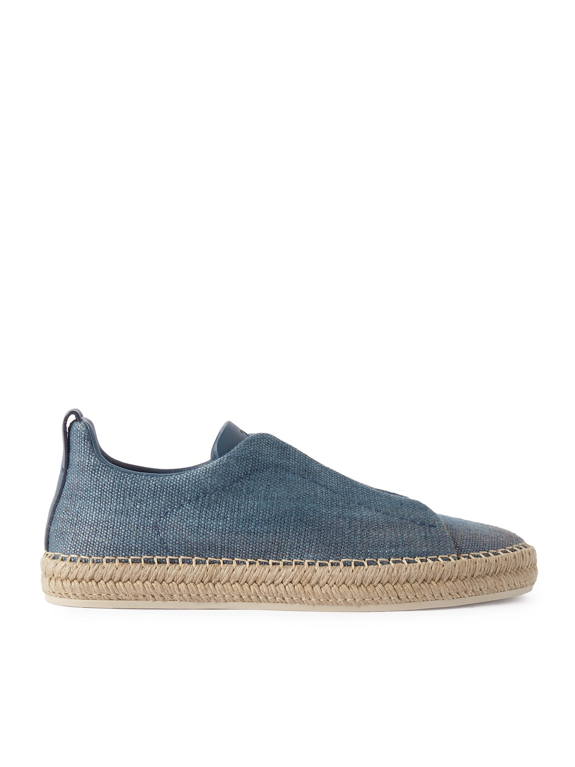 Zegna Triple Stitch™ Leather-trimmed Canvas Slip-on Sneakers In Blue