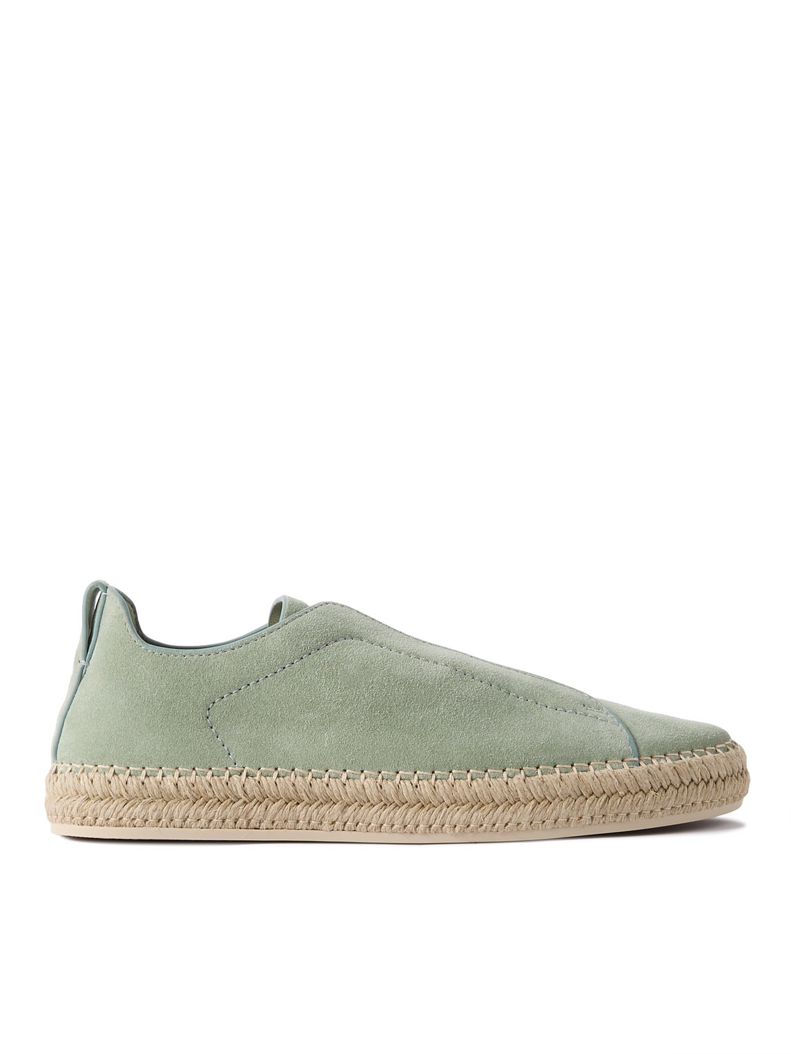 Zegna Triple Stitch™ Leather-trimmed Suede Slip-on Sneakers In Green