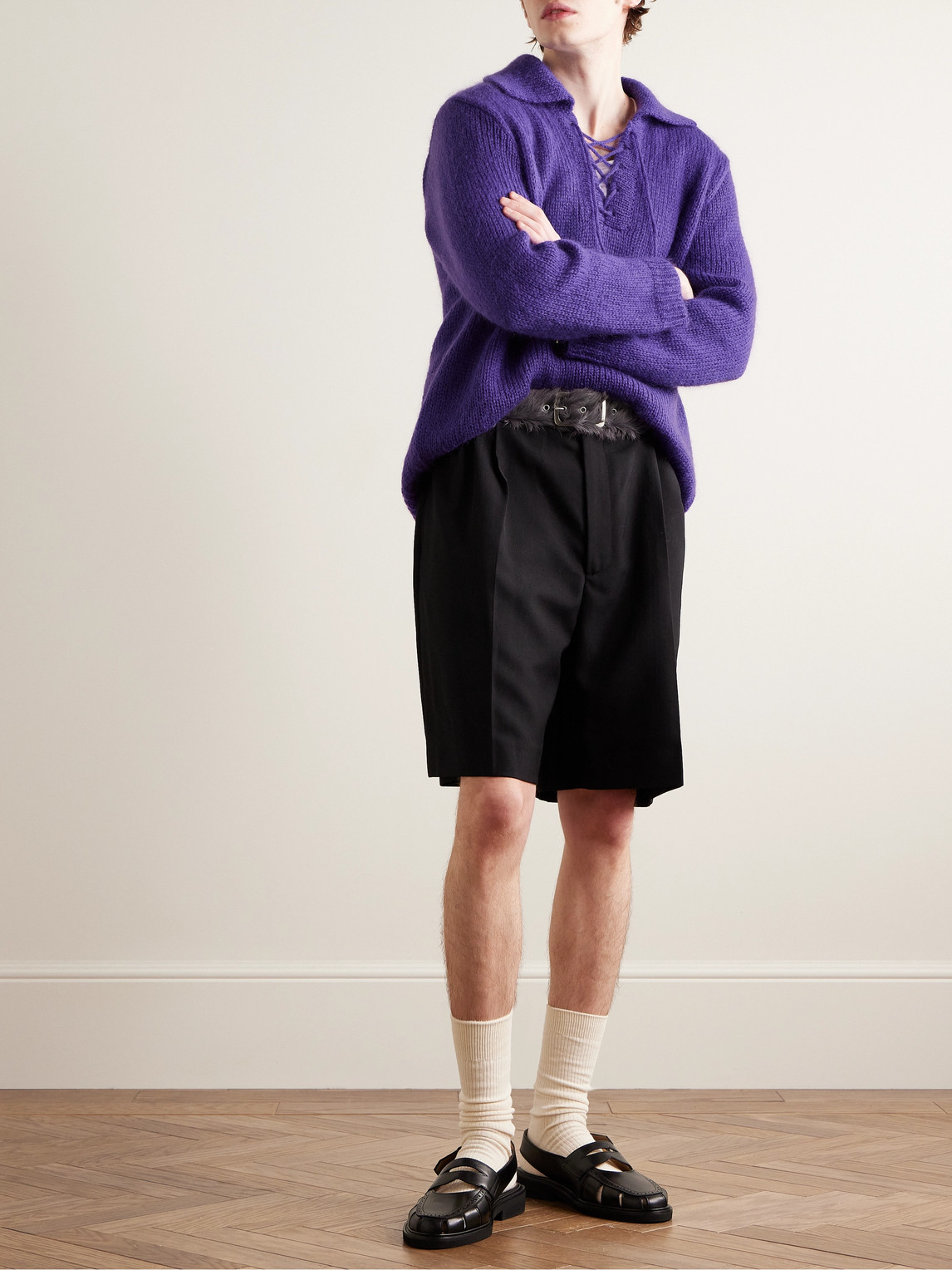 Shop Bode Alpine Mohair-blend Sweater In Purple