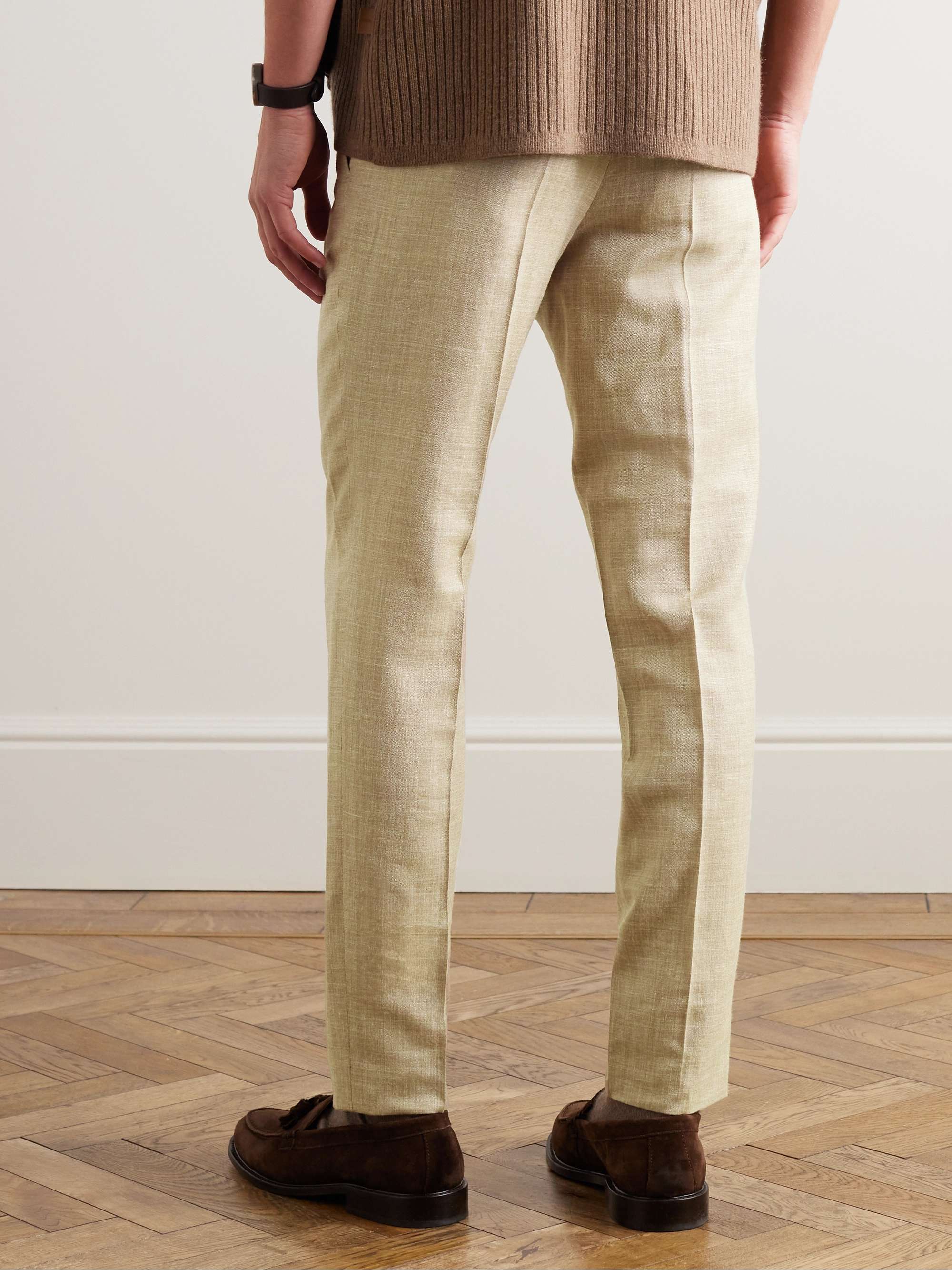MR P. Straight-Leg Wool, Silk and Linen-Blend Trousers for Men | MR PORTER