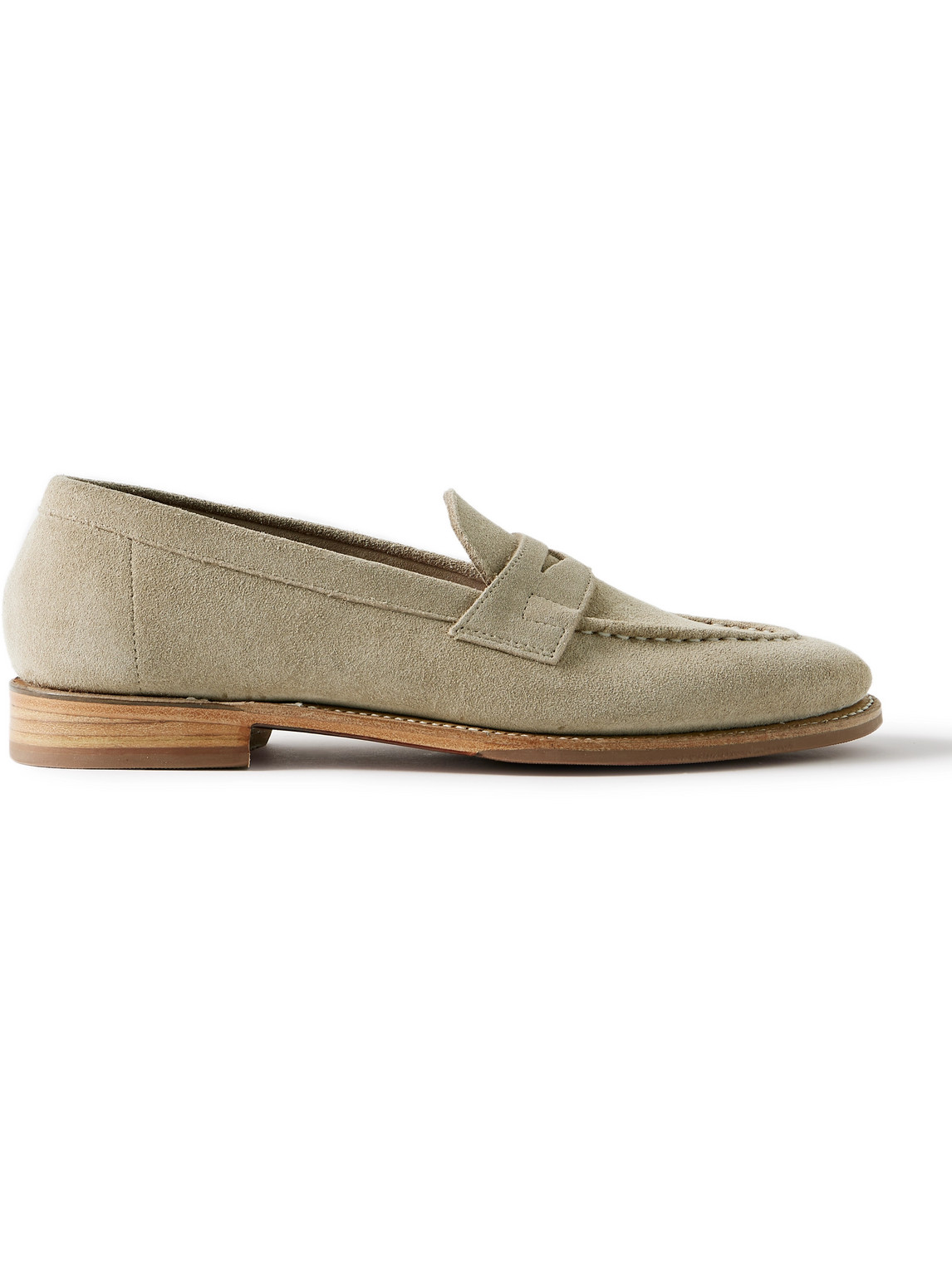 Grenson Floyd Suede Penny Loafers In Neutrals