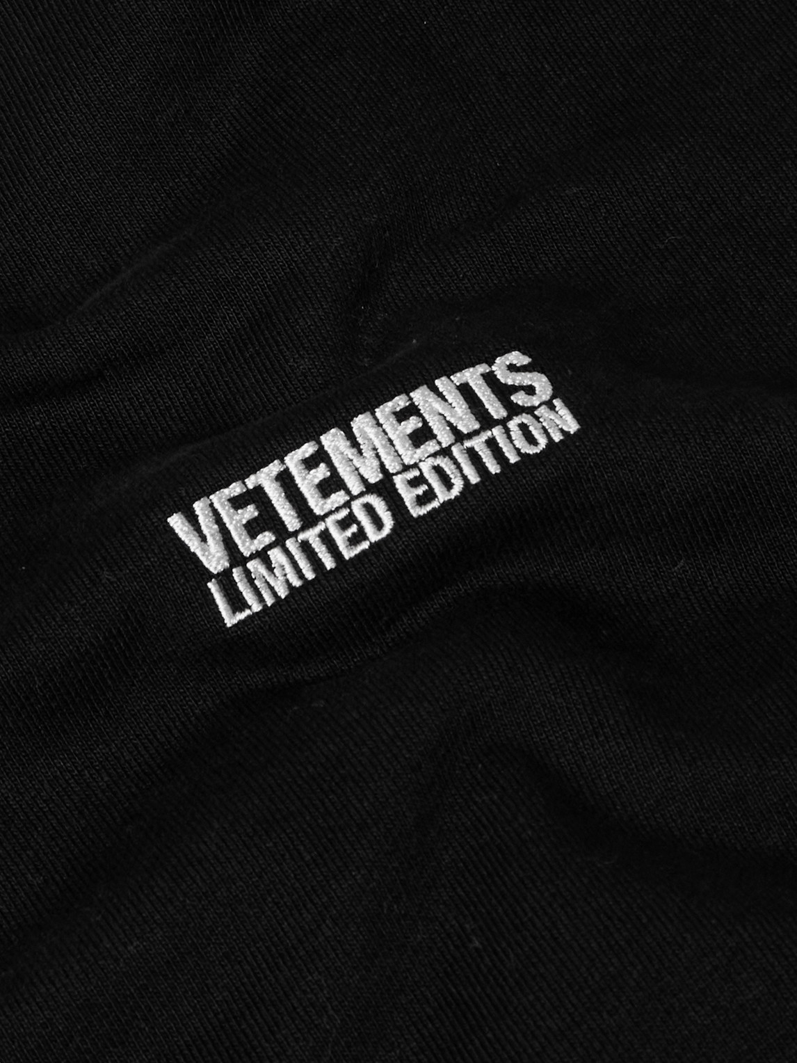 Shop Vetements Logo-embroidered Cotton-blend Jersey Sweatshirt In Black