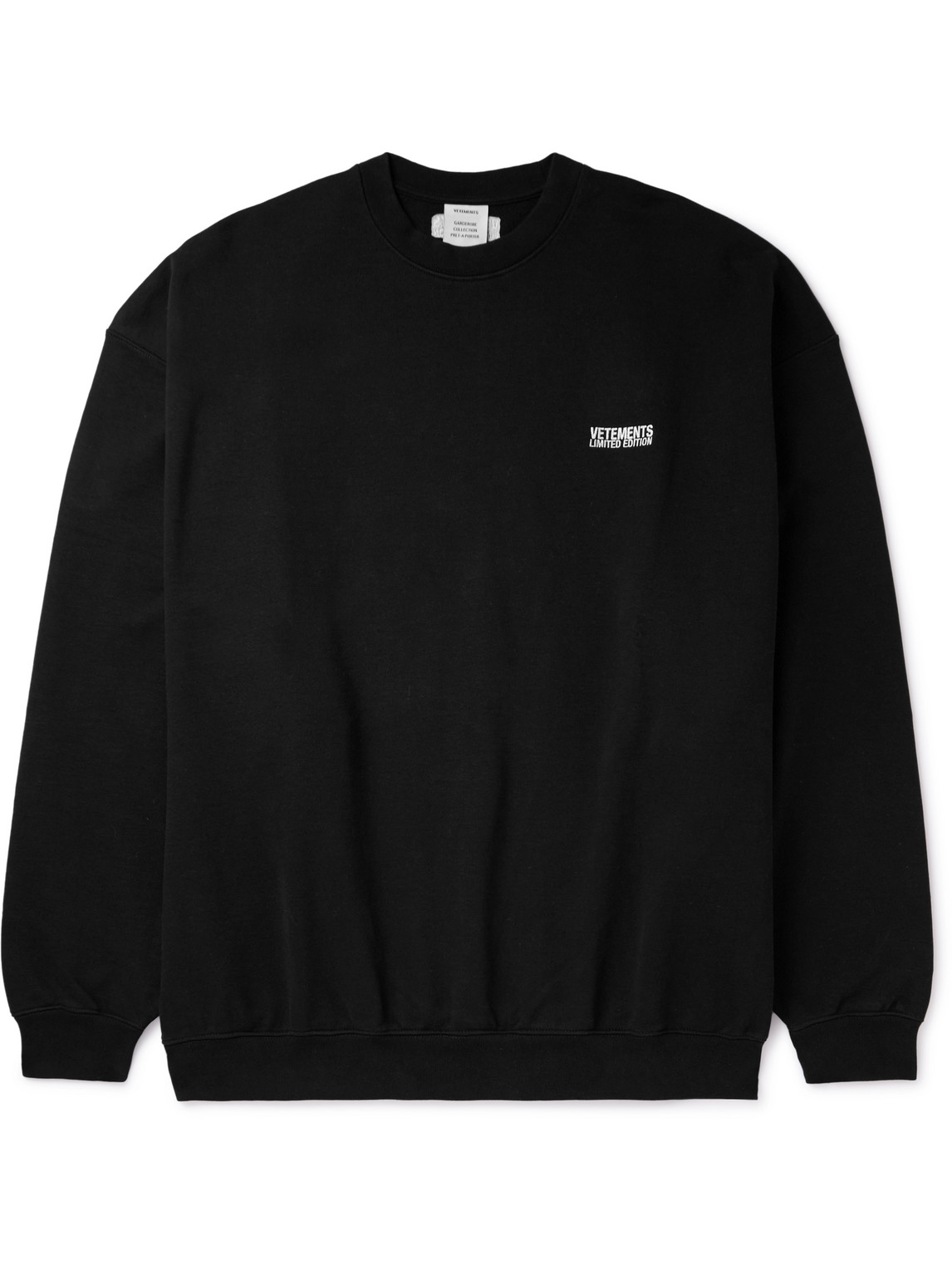 Vetements Logo-embroidered Cotton-blend Jersey Sweatshirt In Black