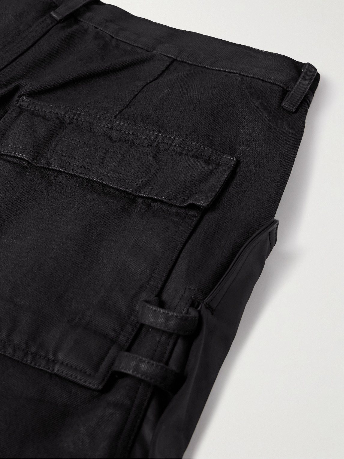 Shop Rick Owens Stefan Straight-leg Leather And Denim Shorts In Black