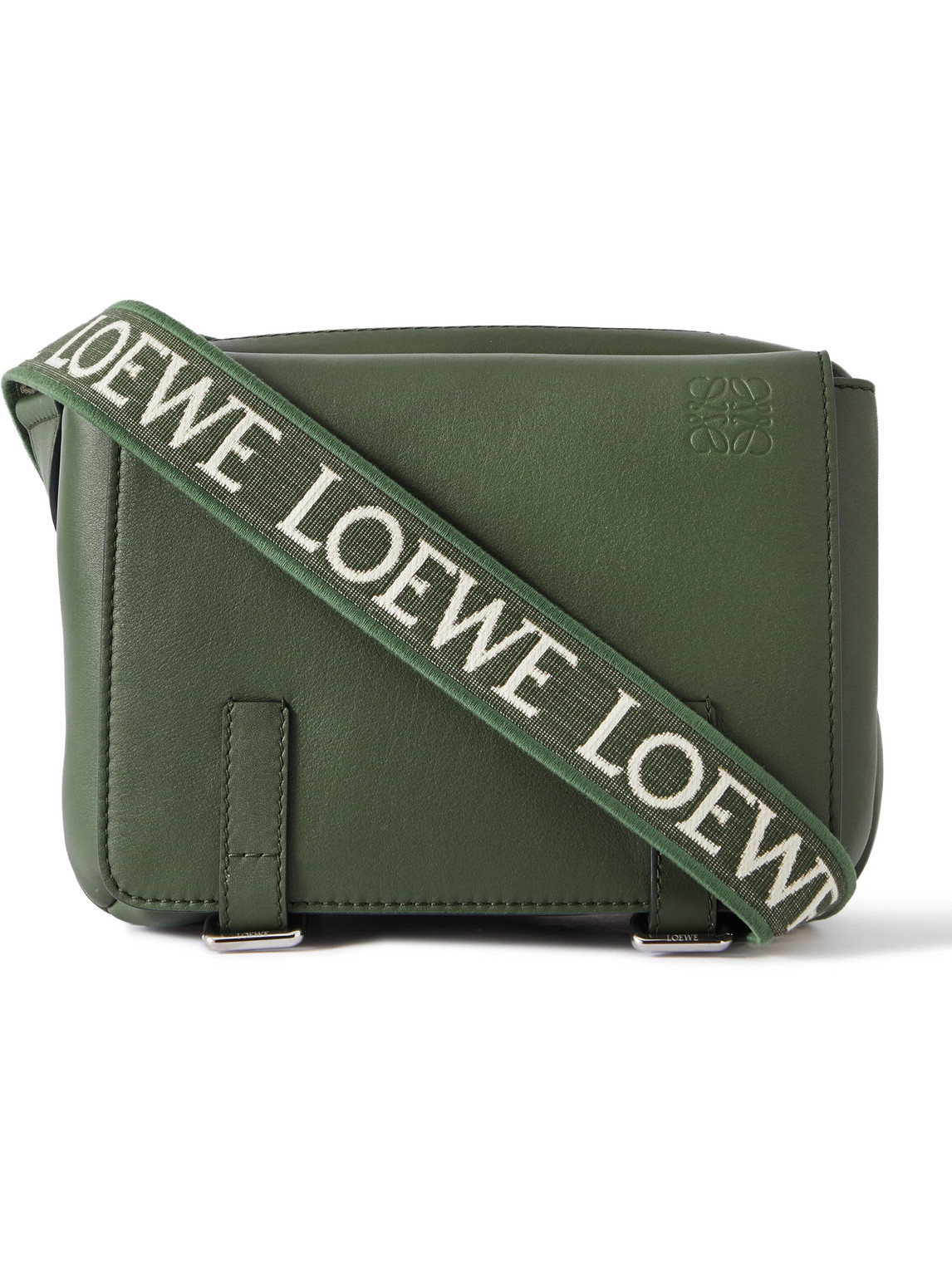 Loewe Military Leather Messenger Bag In Green