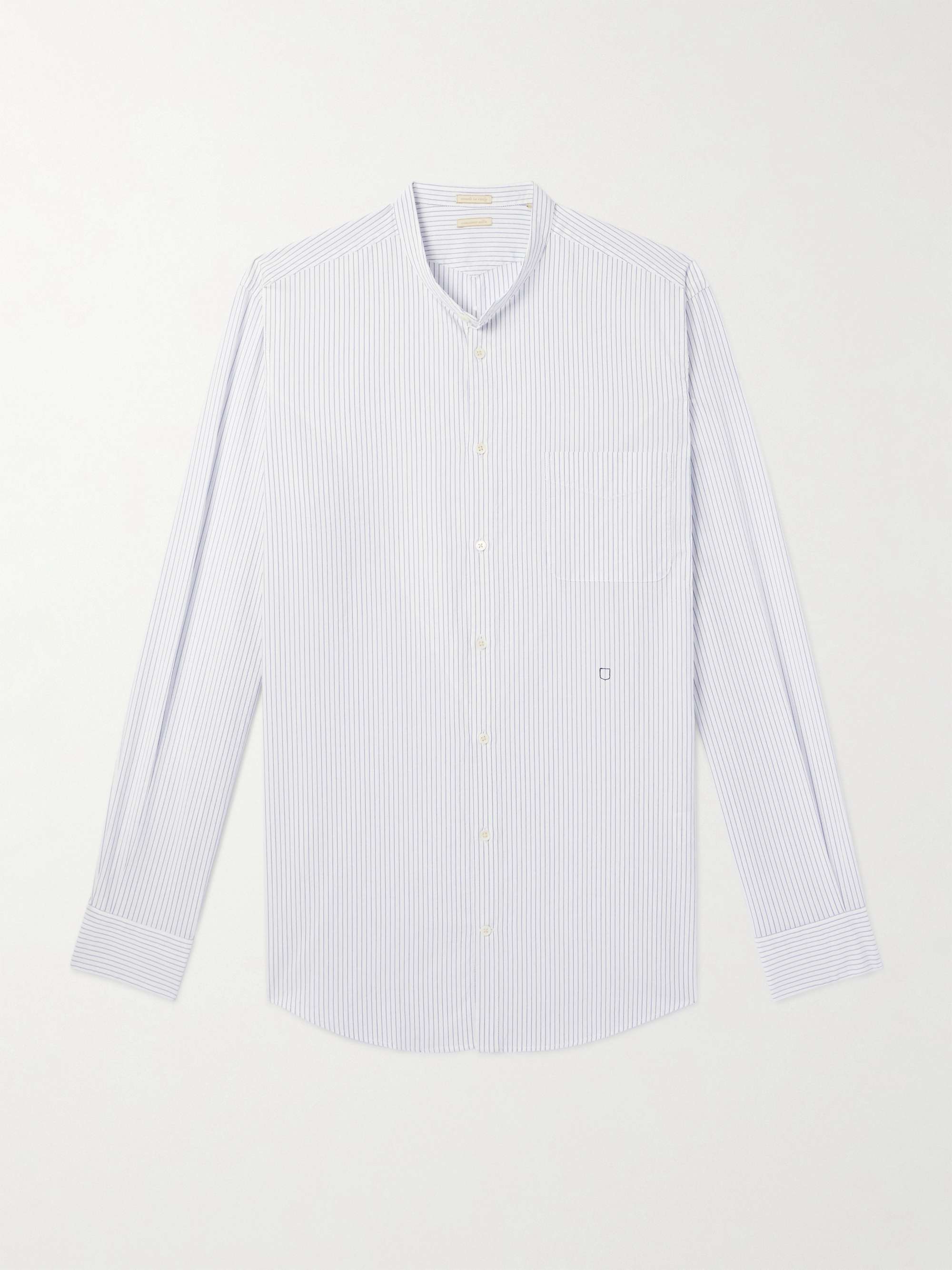 MASSIMO ALBA Grandad-Collar Striped Cotton Shirt for Men | MR PORTER