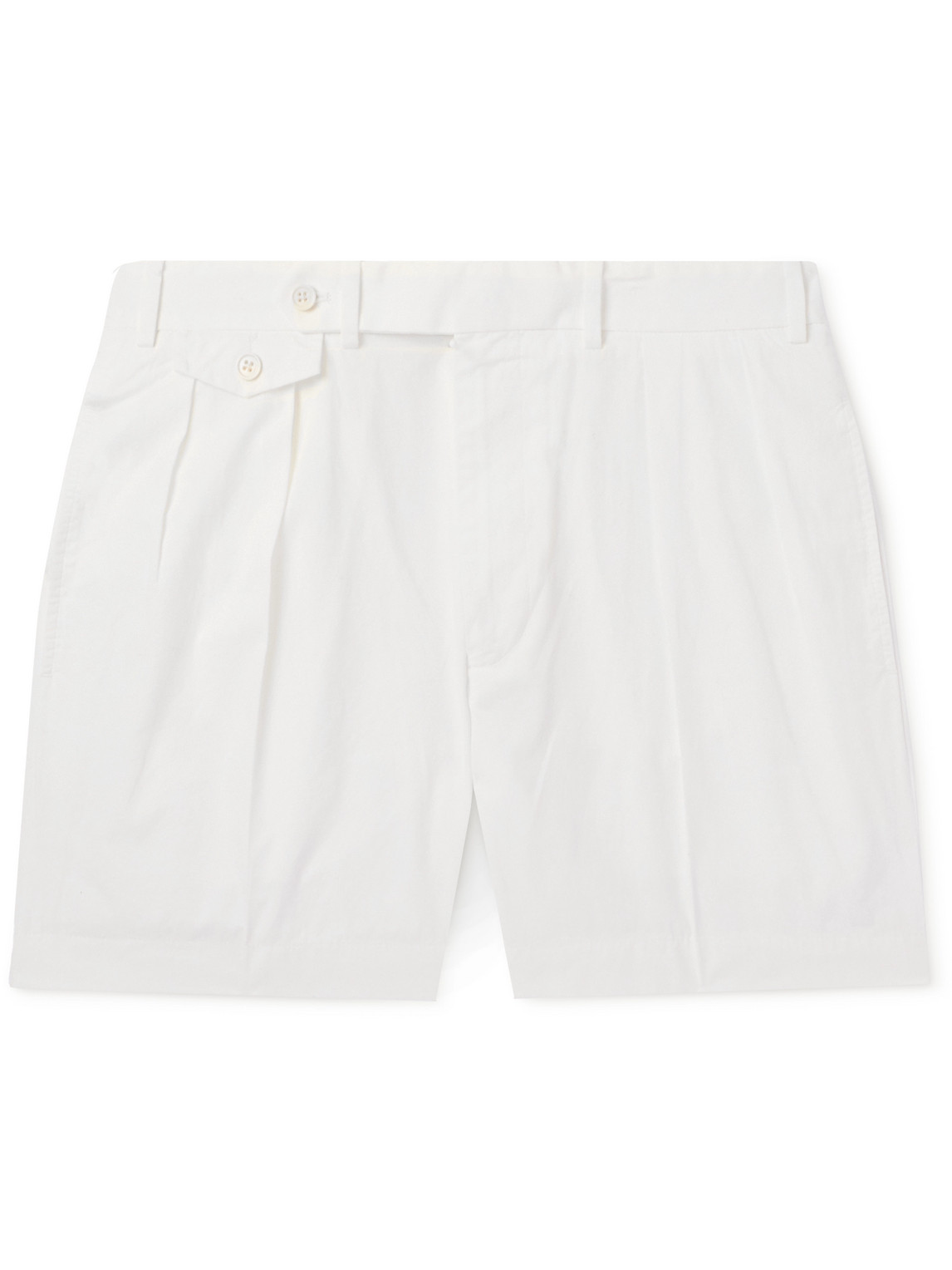 Ralph Lauren Purple Label Straight-leg Pleated Cotton-twill Shorts In White