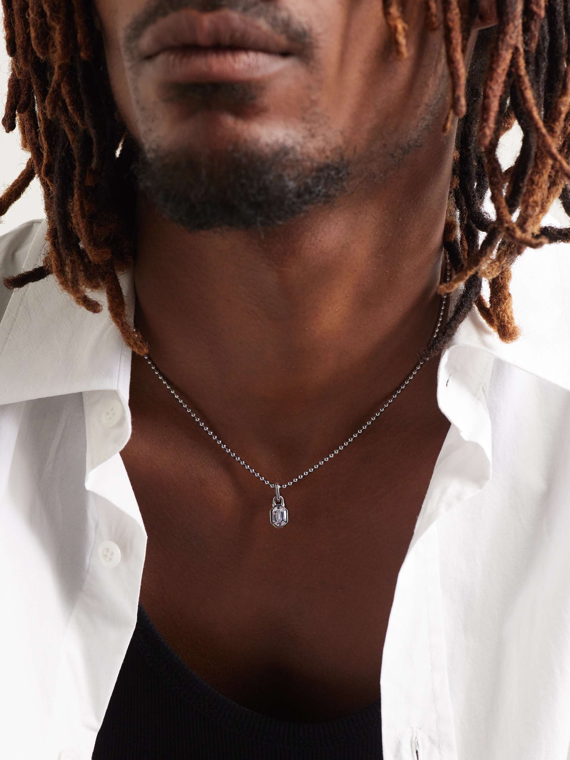 HATTON LABS Silver Cubic Zirconia Necklace for Men | MR PORTER