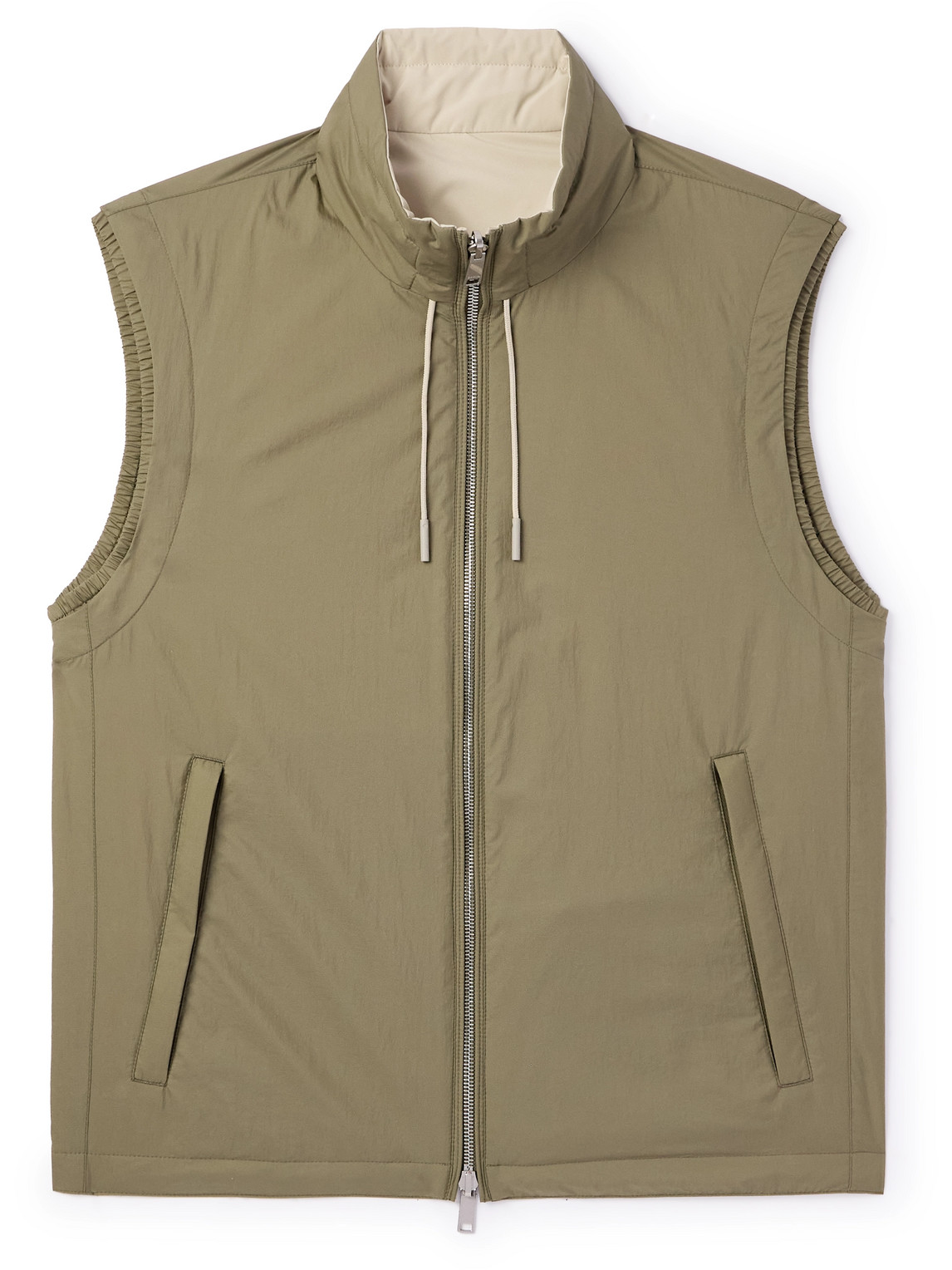 Zegna Reversible Micro-ripstop And Microfibre Gilet In Green