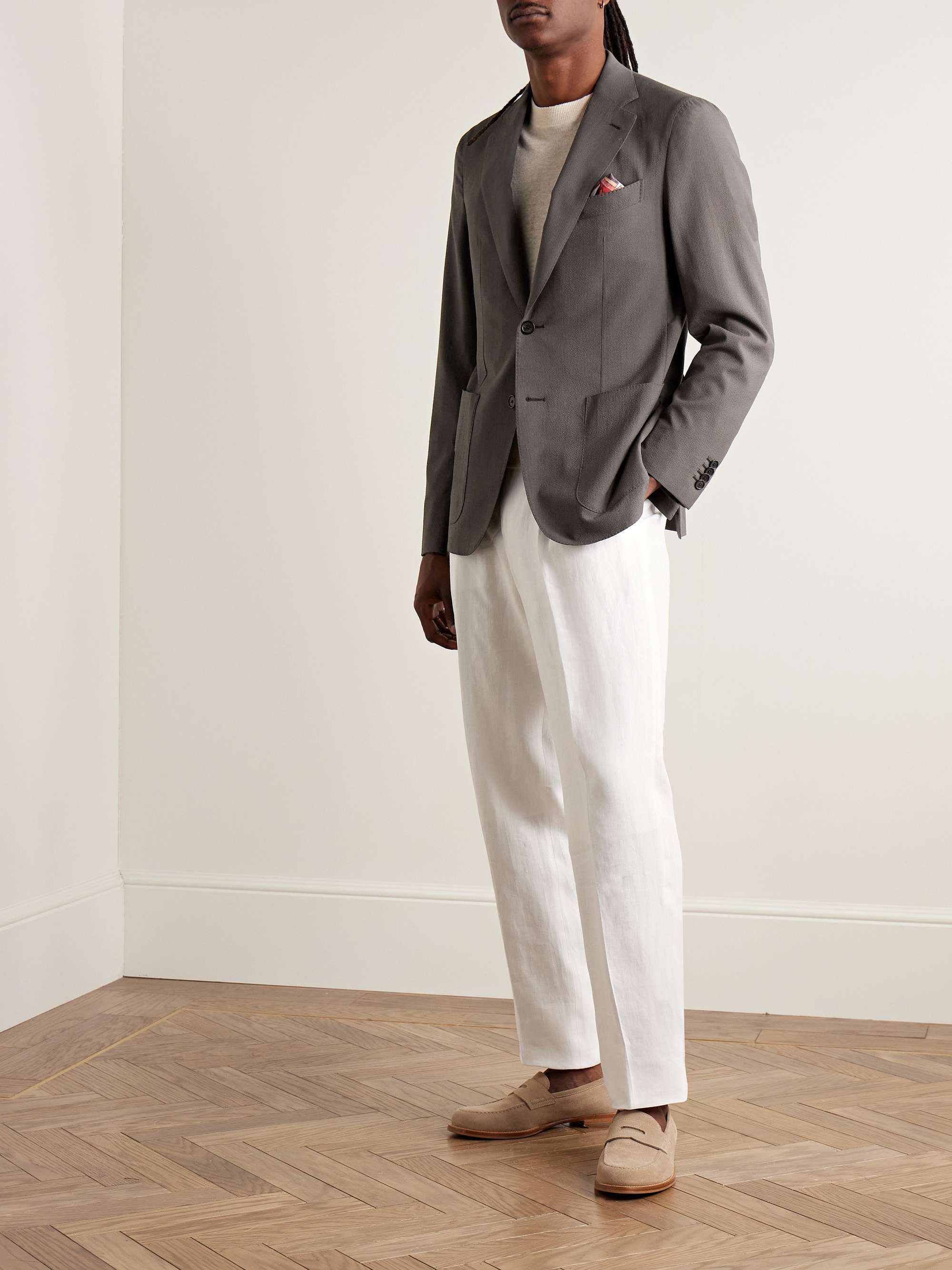 CARUSO Aida Super 150s Wool and Silk-Blend Seersucker Suit Jacket for Men | MR  PORTER