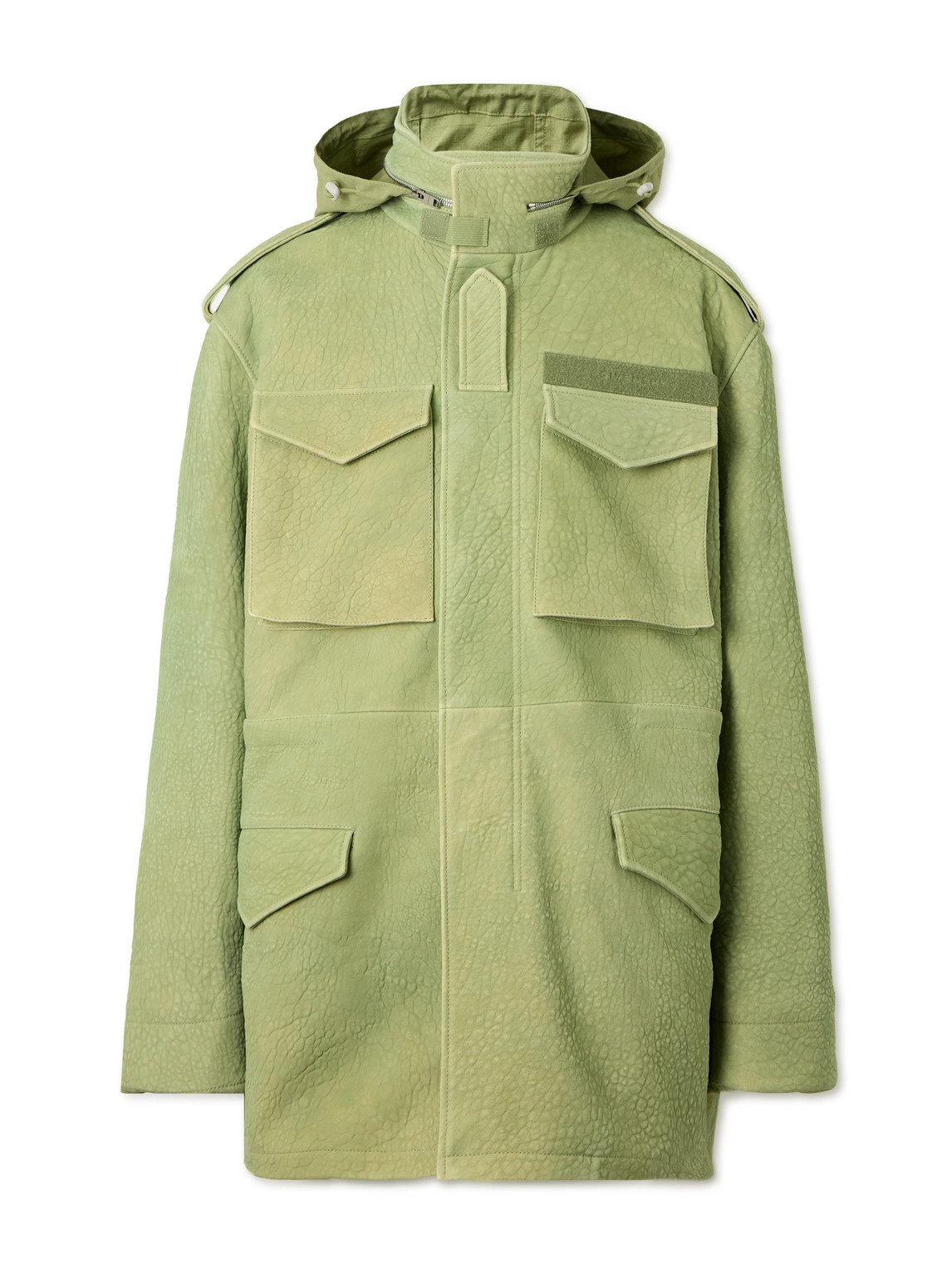 Givenchy Oversized Textured-leather Hooded Parka In Green