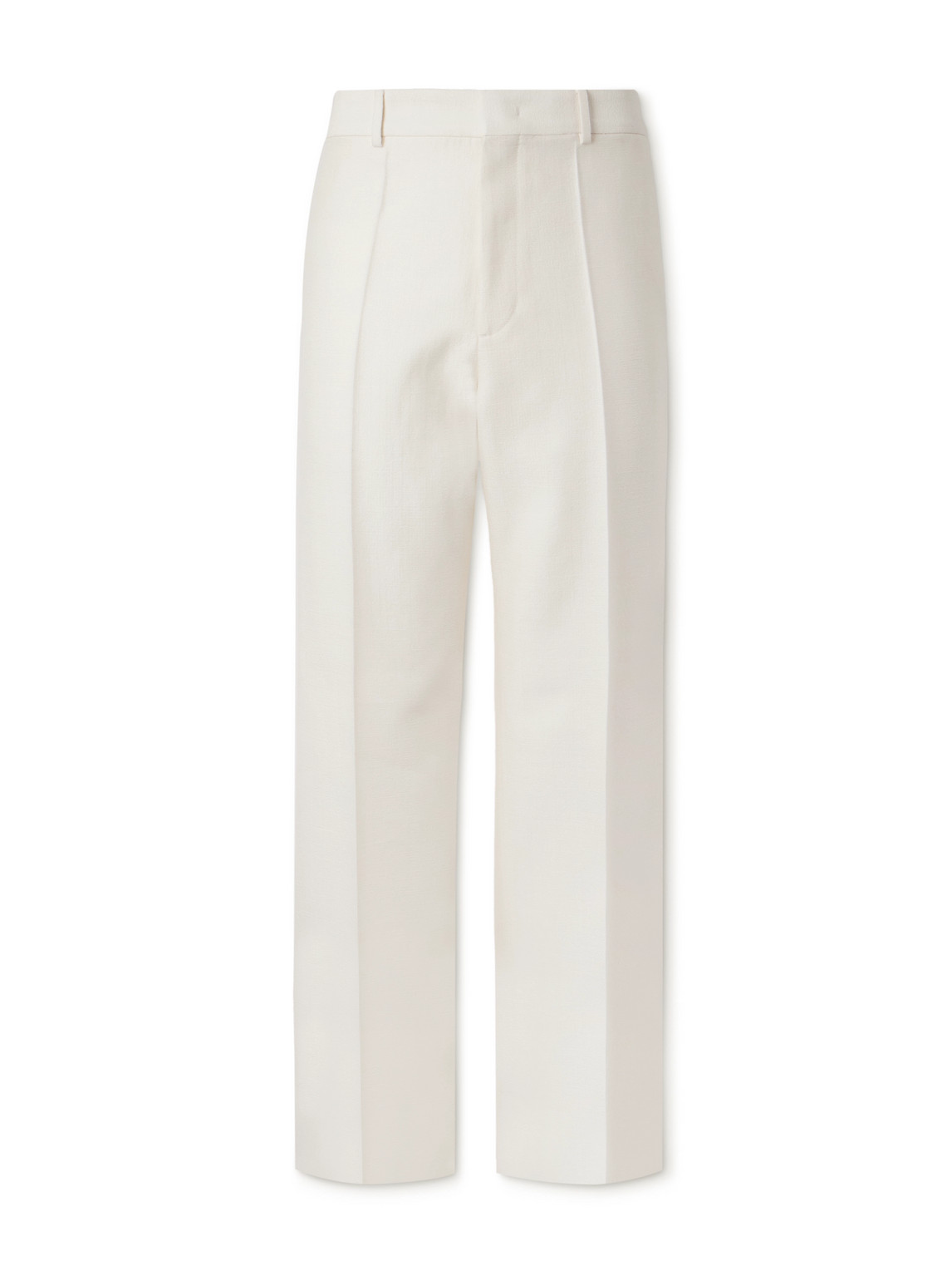 VALENTINO STRAIGHT-LEG PLEATED WOOL AND SILK-BLEND CREPE TROUSERS