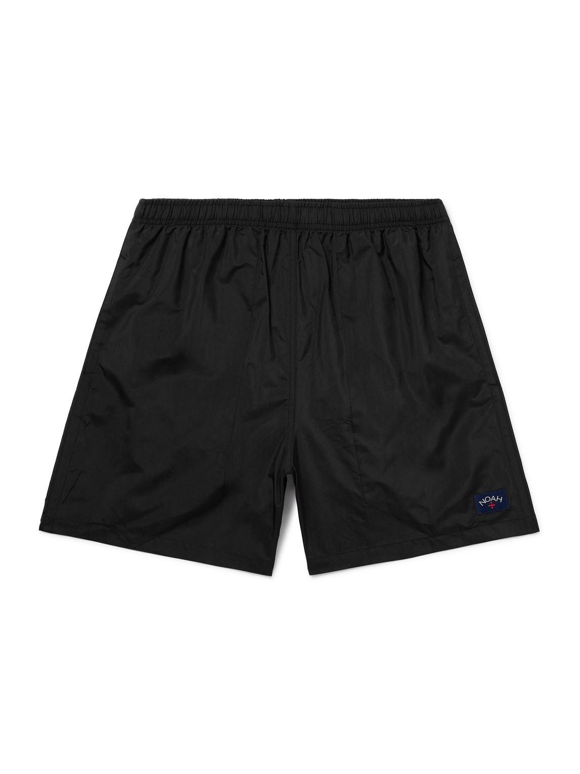 Noah Straight-leg Mid-length Logo-appliquéd Swim Shorts In Black