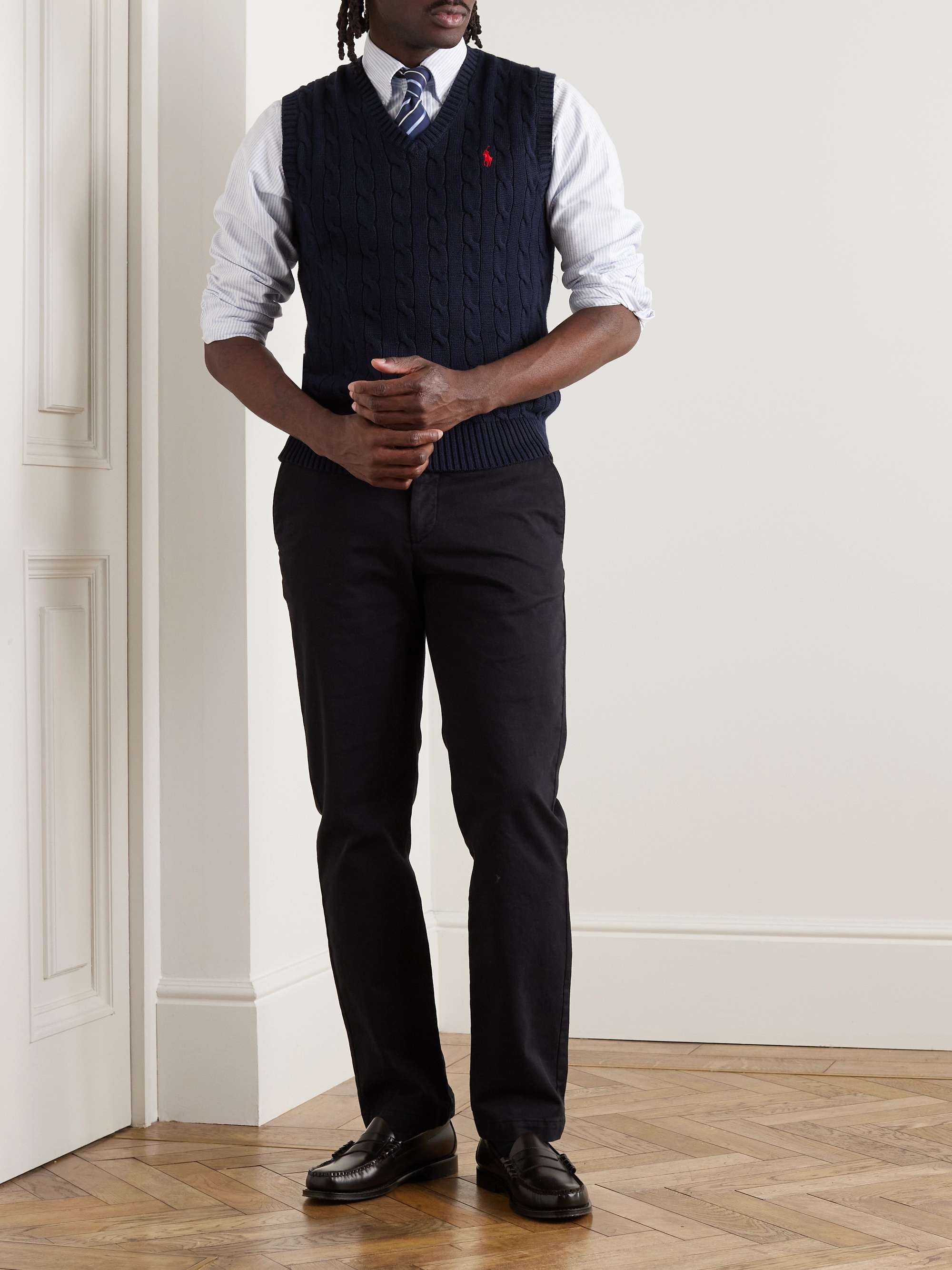 POLO RALPH LAUREN Slim-Fit Logo-Embroidered Cable-Knit Cotton Sweater Vest  for Men | MR PORTER