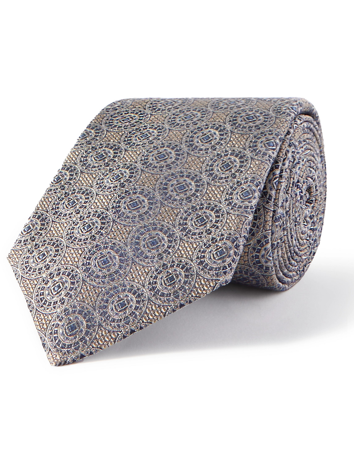 Shop Brunello Cucinelli 8cm Silk-jacquard Tie In Neutrals