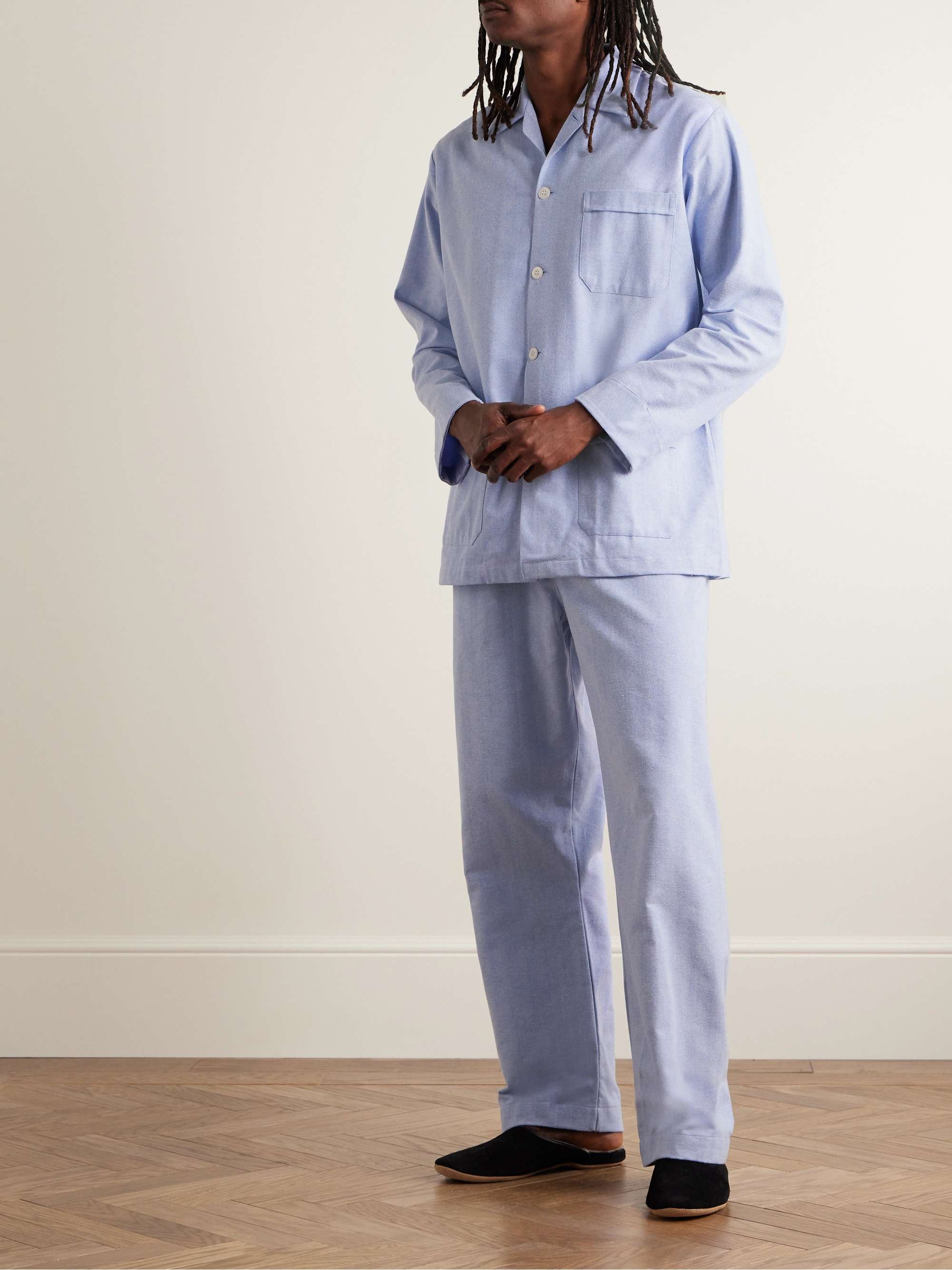 DEREK ROSE Arran 24 Herringbone Brushed-Cotton Pyjama Set for Men | MR  PORTER