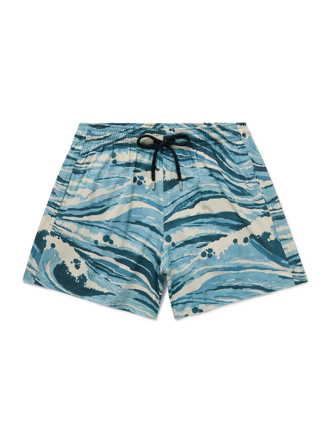 Maison Kitsuné Vilebrequin Moorise Straight-leg Mid-length Printed Swim Shorts In Blue
