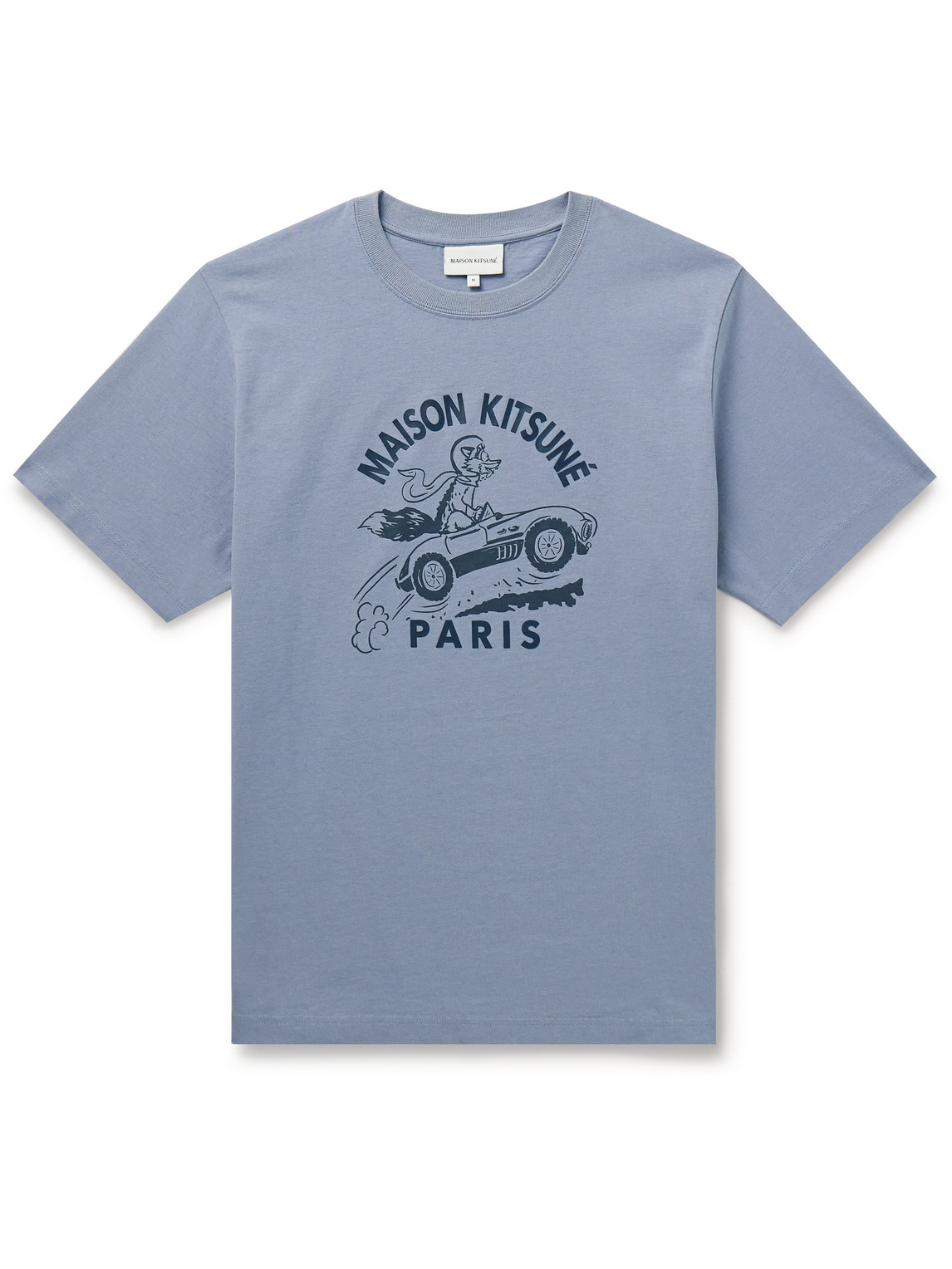Maison Kitsuné Logo-print Cotton-jersey T-shirt In Blue