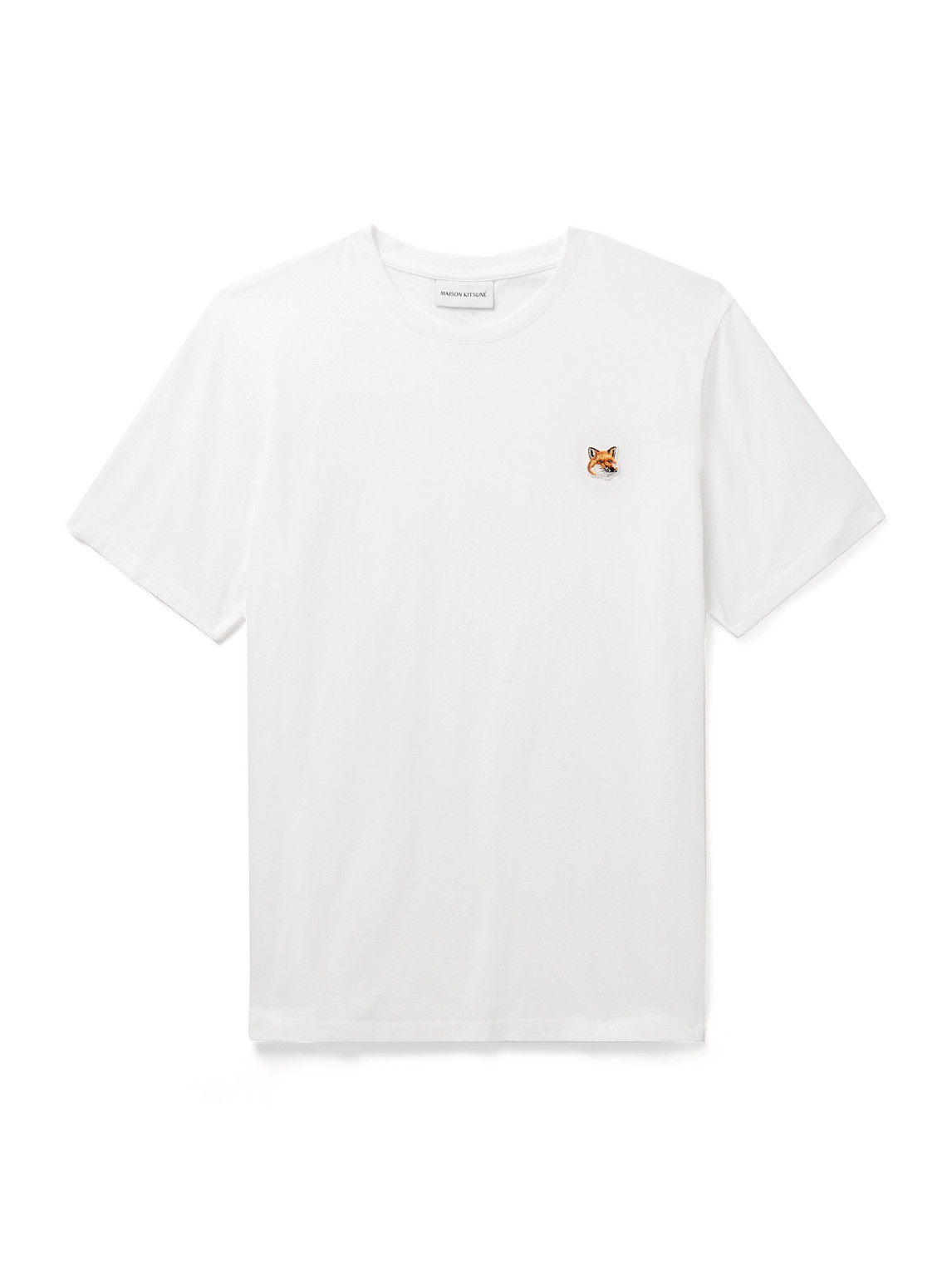 Maison Kitsuné Logo-appliquéd Cotton-jersey T-shirt In White