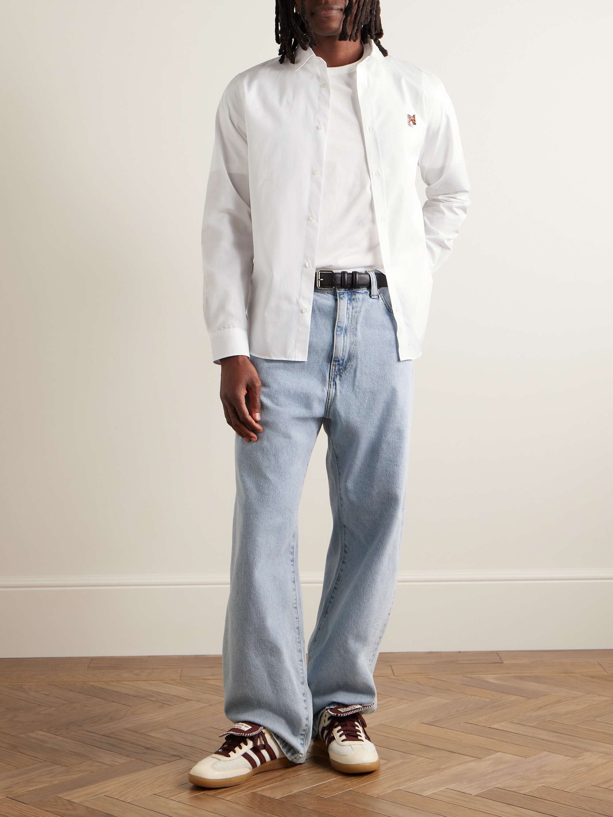 MAISON KITSUNÉ Logo-Appliquéd Cotton-Poplin Shirt for Men | MR PORTER