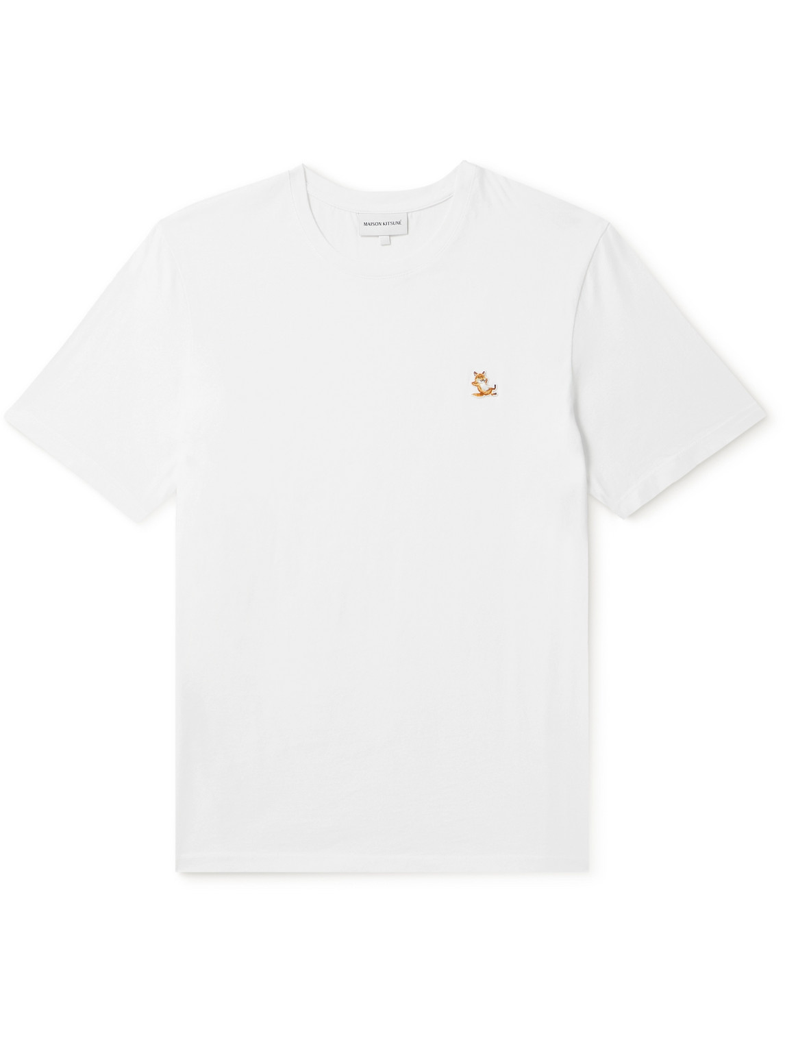 Maison Kitsuné Logo-appliquéd Cotton-jersey T-shirt In White