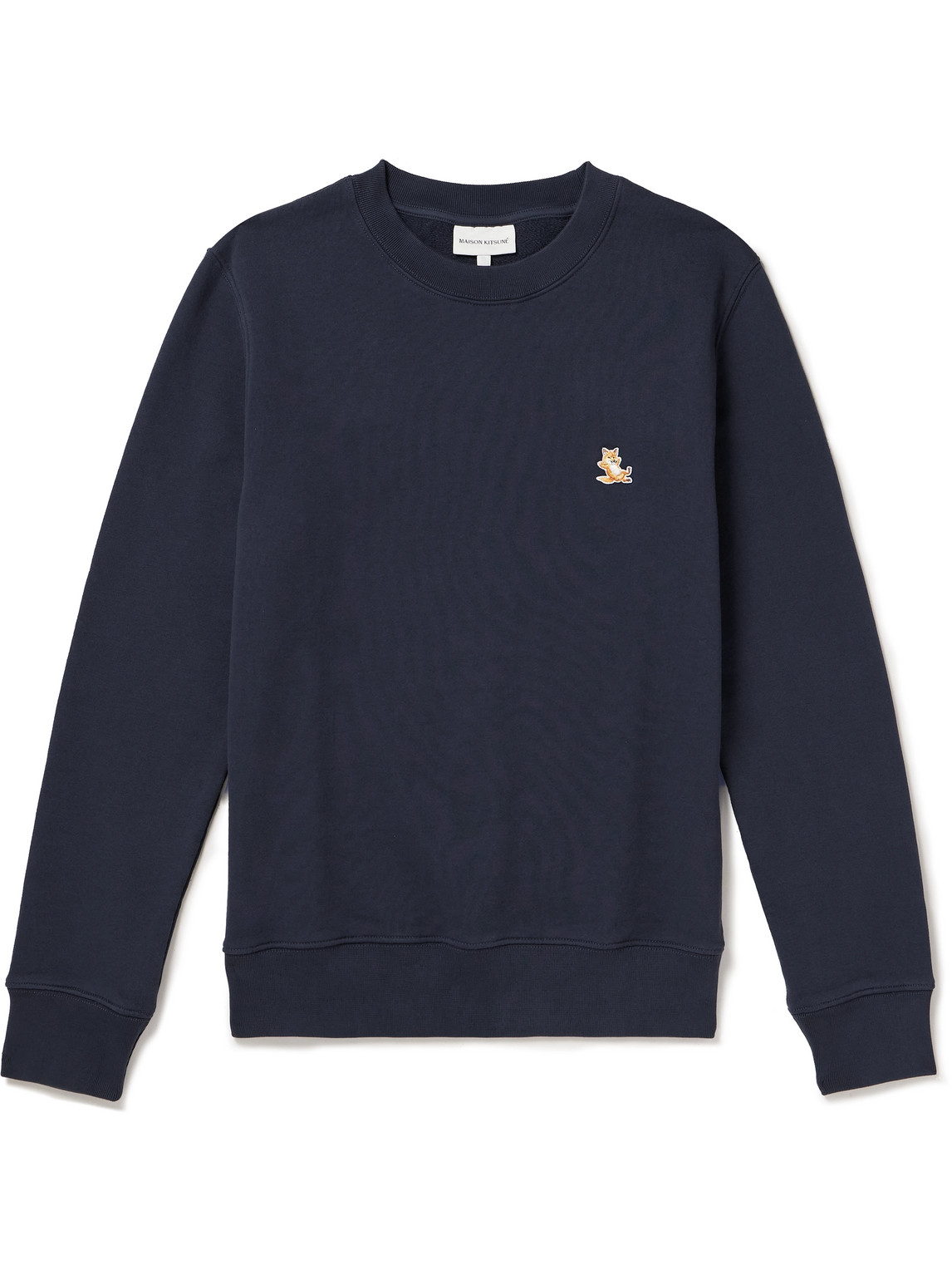 Maison Kitsuné Chillax Fox Logo-appliquéd Cotton-jersey Sweatshirt In Blue