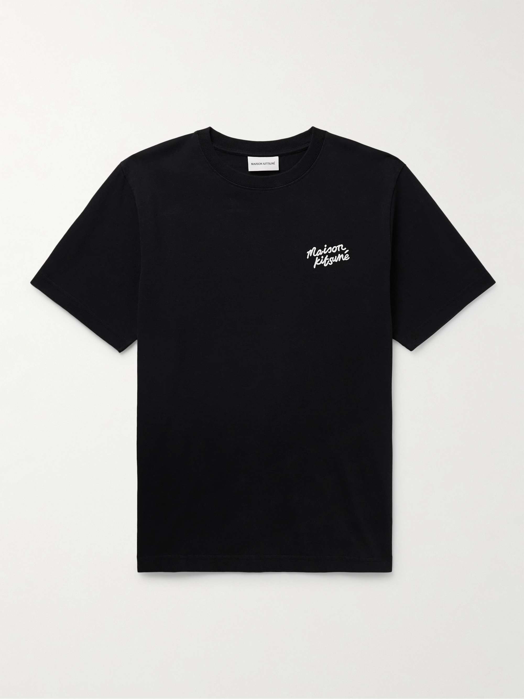 MAISON KITSUNÉ Logo-Embroidered Cotton-Jersey T-Shirt for Men | MR PORTER